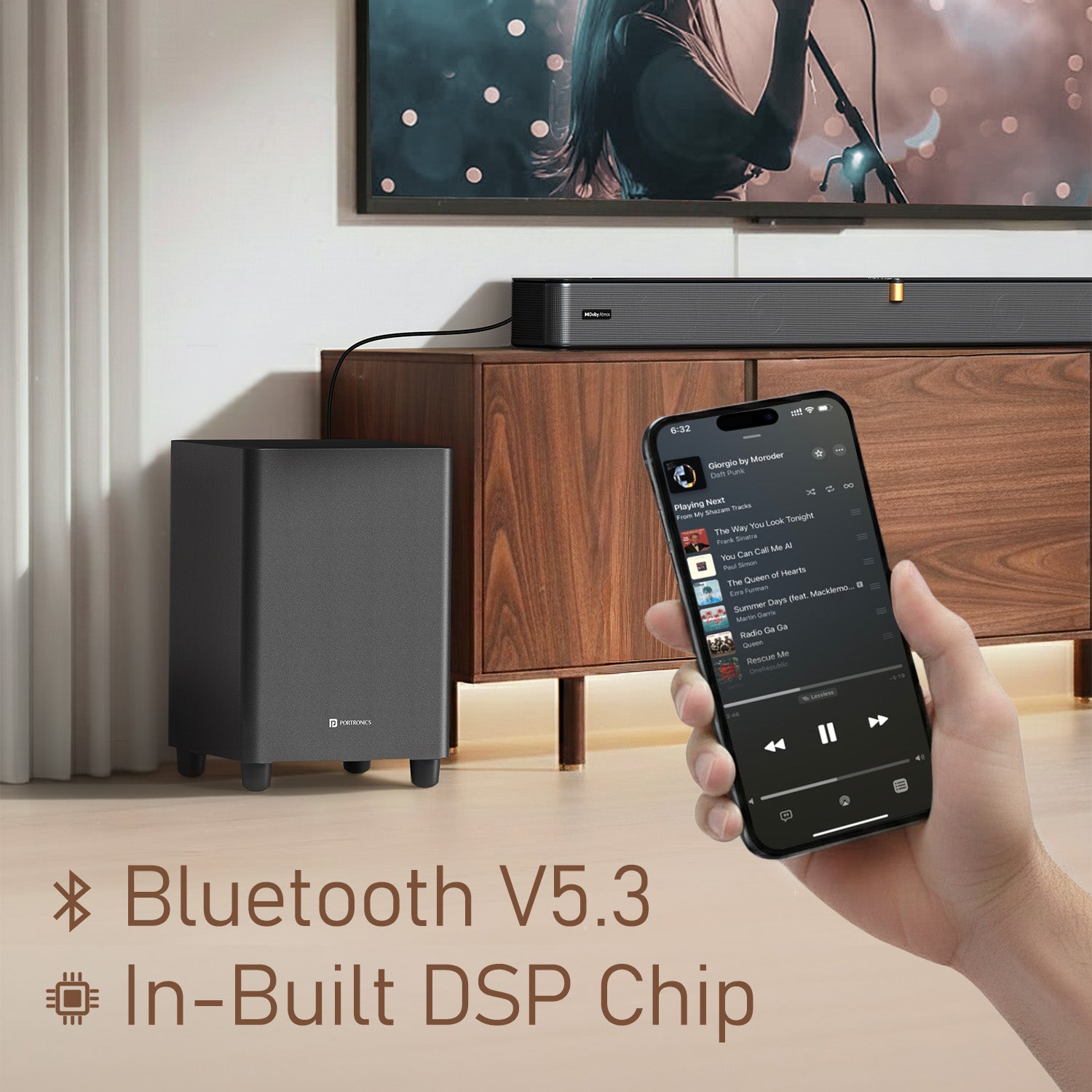 Portronics Sound Slick X1 2.1 Channel Soundbar | Built for balanced audio with subwoofer integration and HDMI ARC connectivity | 5.1 Channel soundbar with subwoofer for daily use
