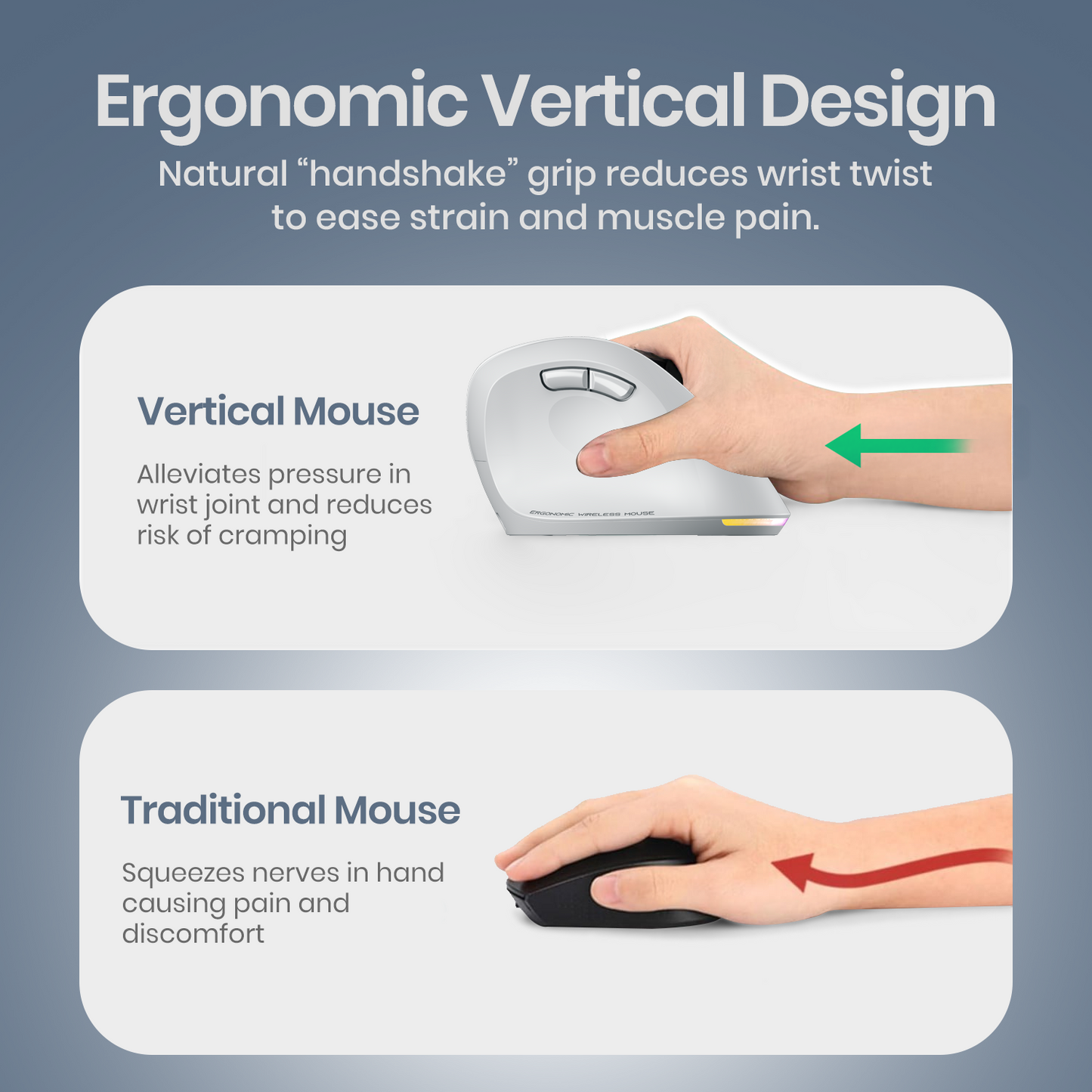 Portronics Toad Ergo 4 Bluetooth Wireless Mouse | Rechargeable Optical Vertical Mouse for Gaming & Office | Smooth Tracking USB Wireless Mouse for Laptop & MacBook