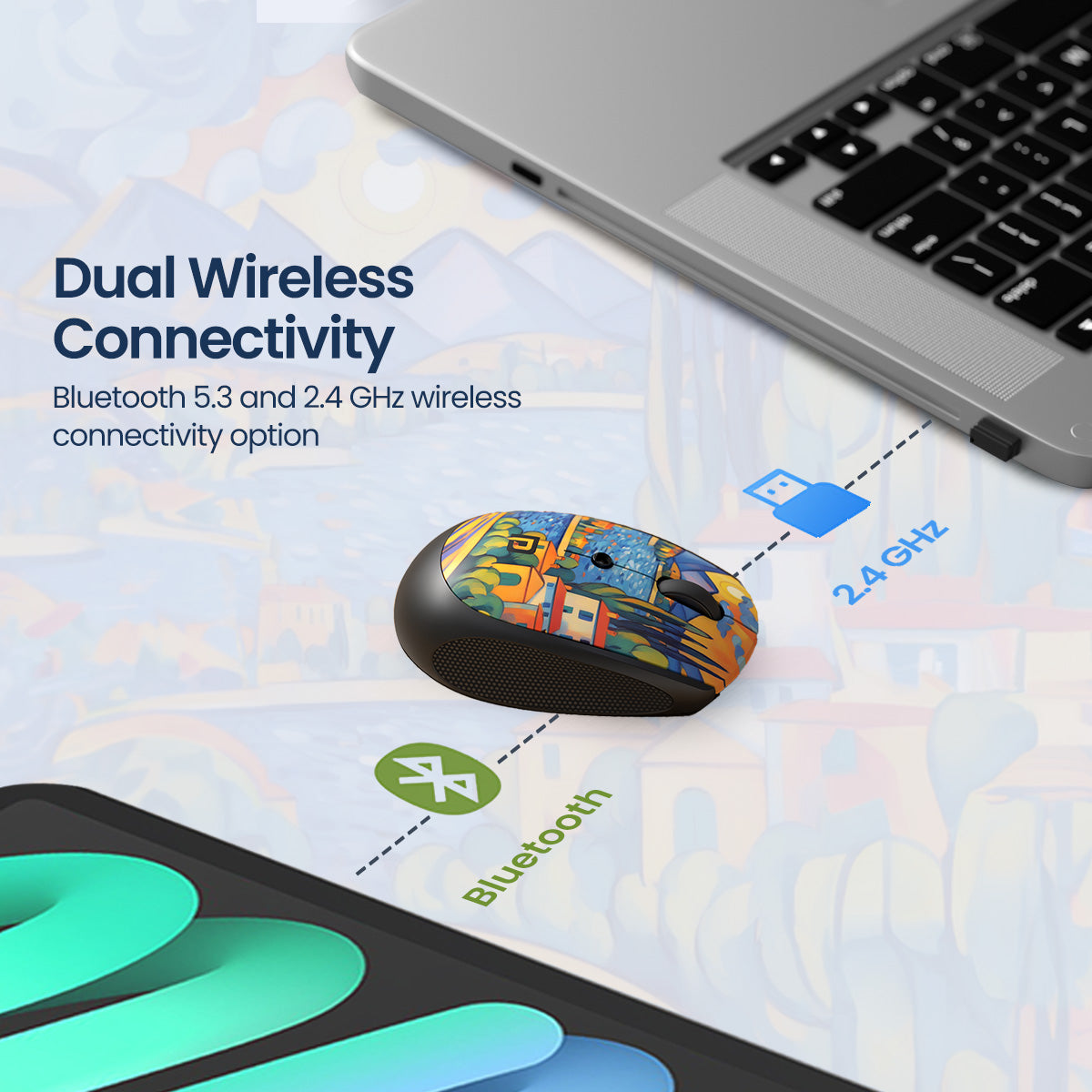 Black Portronics Toad III Wireless Mouse for Laptop & PC with Dual Connectivity Type C port Mouse  2.4 GHz and bluetooth 5.3| best mouse for home office| wireless mouse| best laptop mouse| optical mouse
