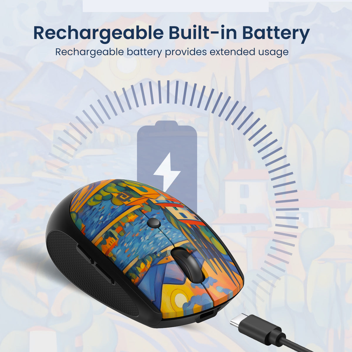 Black Portronics Toad III Rechargeable Wireless Mouse with Type C Port| wireless mouse| USB wireless mouse