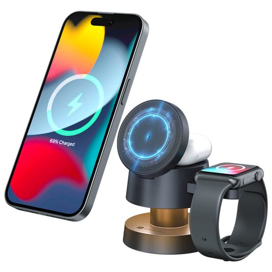 Portronics TriCharge wireless phone charger with night lamp for iPhone and Apple Watch