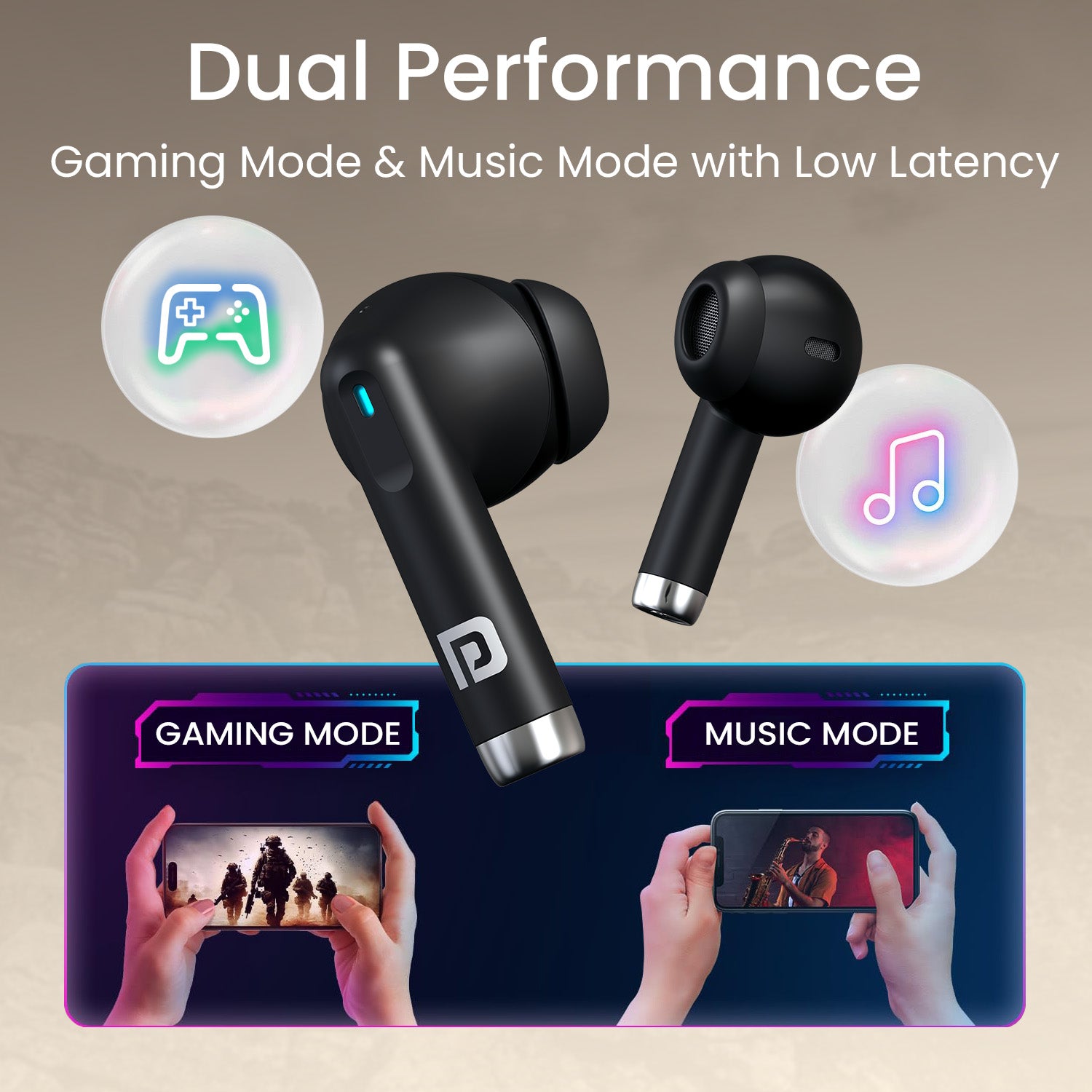 Black Portronics Twins S18 Pro Wireless Earbuds | Stable bluetooth connectivity with low lag | tws earbuds for music gaming and everyday mobile use