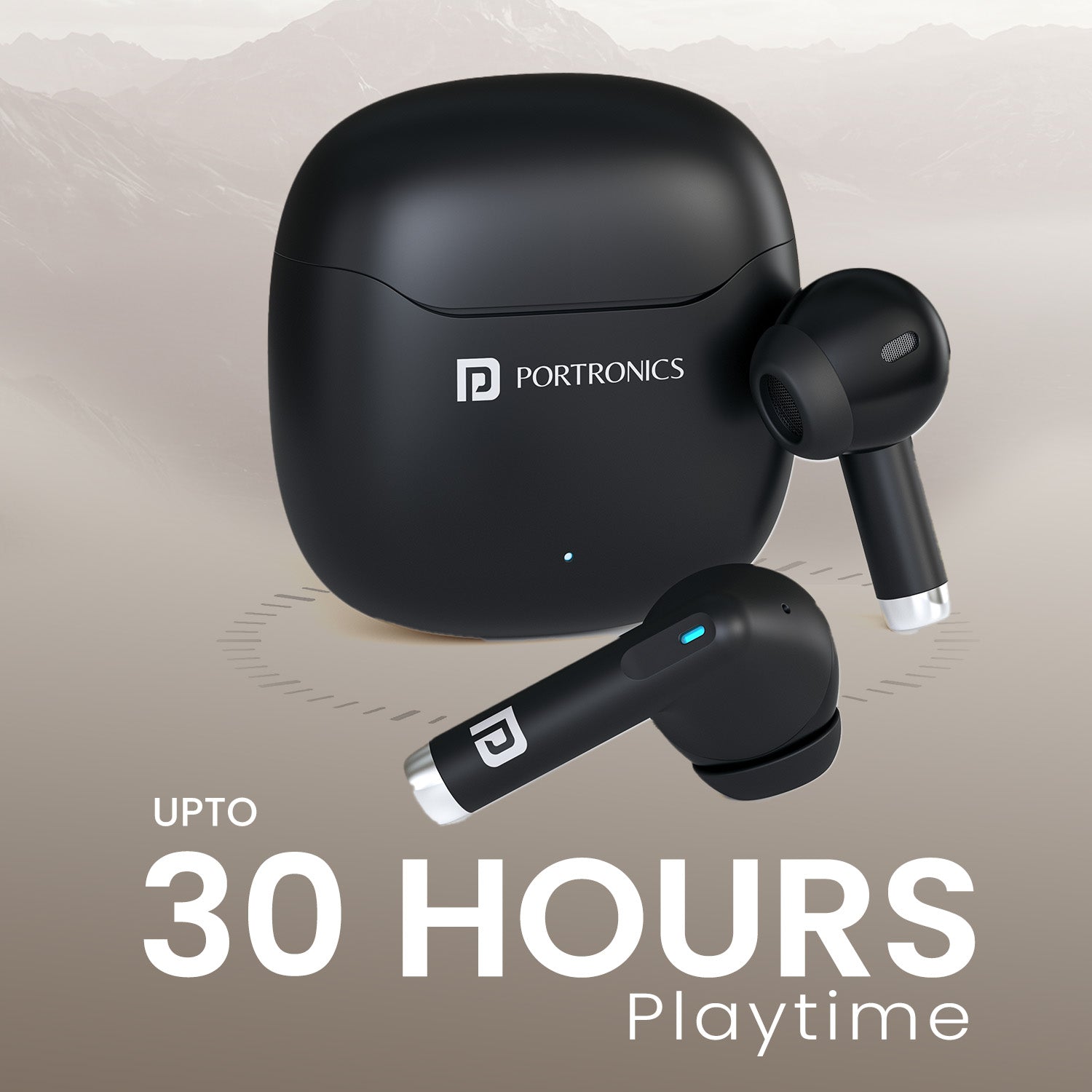 Black Portronics Twins S18 Pro bluetooth Earbuds | Up to 30 hours playtime with Type-C fast charging | earbuds price friendly option best earbuds under 1500 in India

