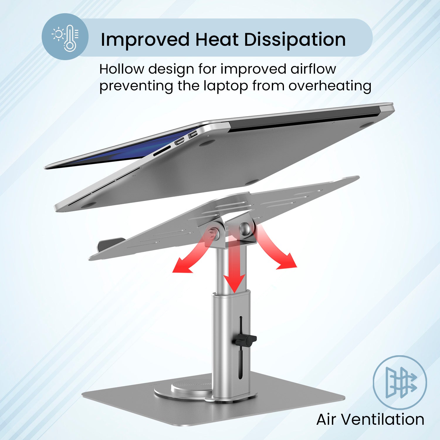 Portronics Twister Laptop Stand for Table – Featuring an ergonomic design and ventilated board, this foldable laptop stand prevents overheating and enhances performance.