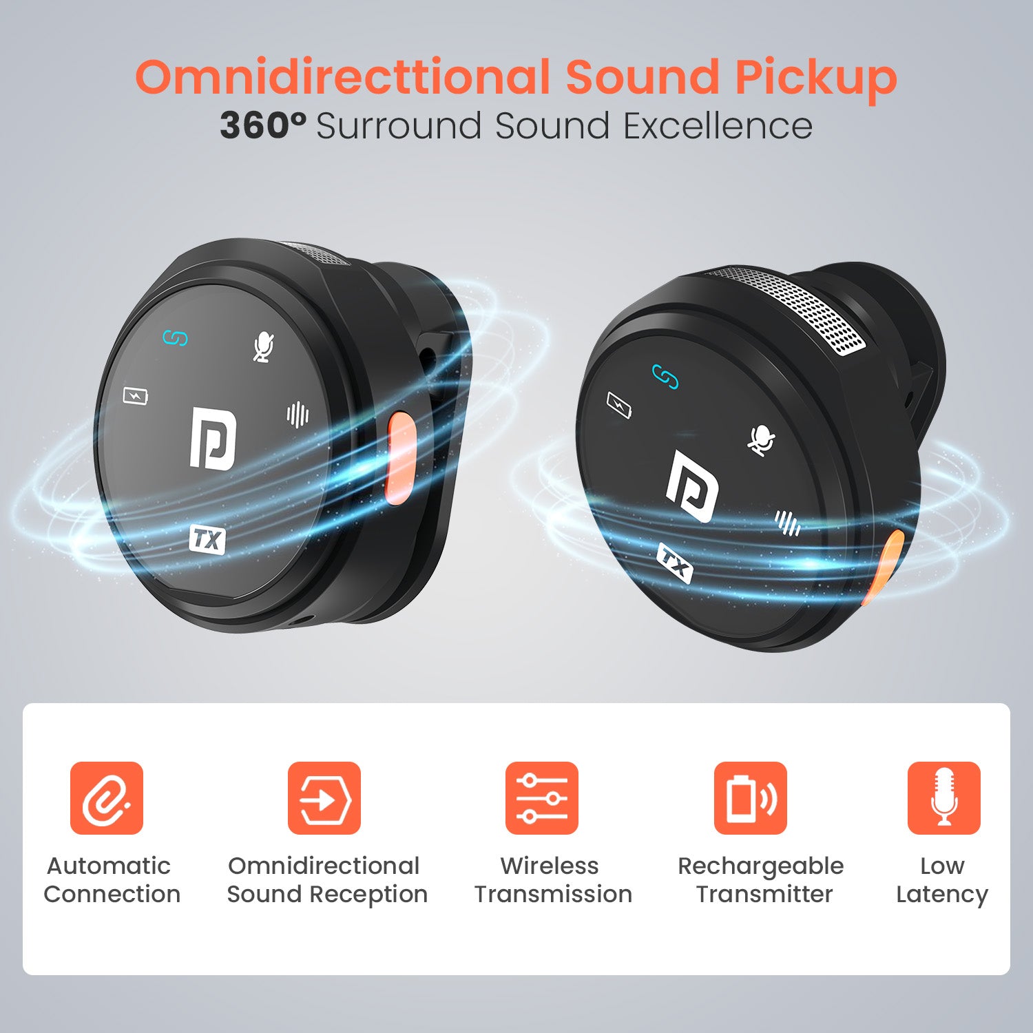 Portronics VlogMate 3 omni direction wireless microphone audio accessories with 360 degree sound capture and one click noise cancellation
