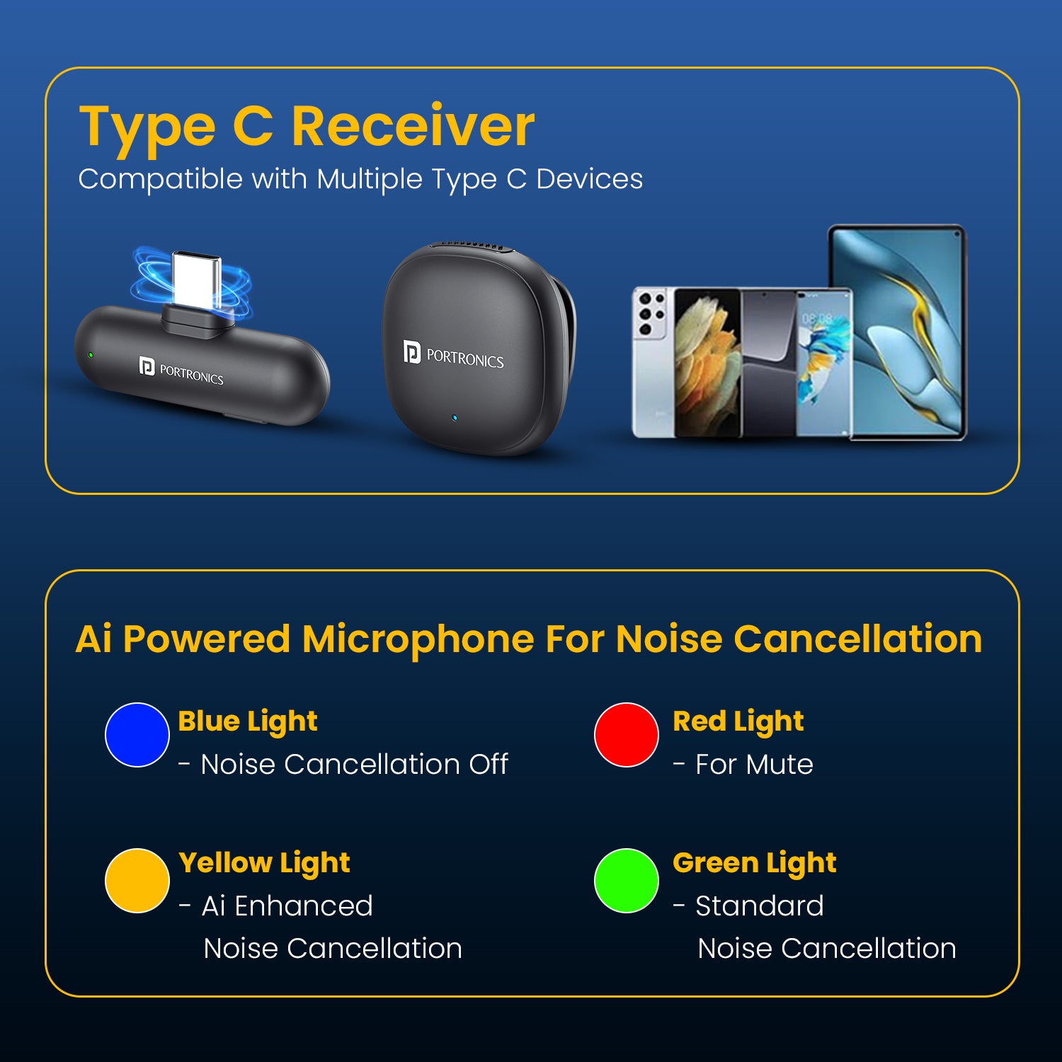 Portronics VlogMate One Type-C wireless mic | wireless microphones with instant plug and play setup | professional audio accessories for mobile creators