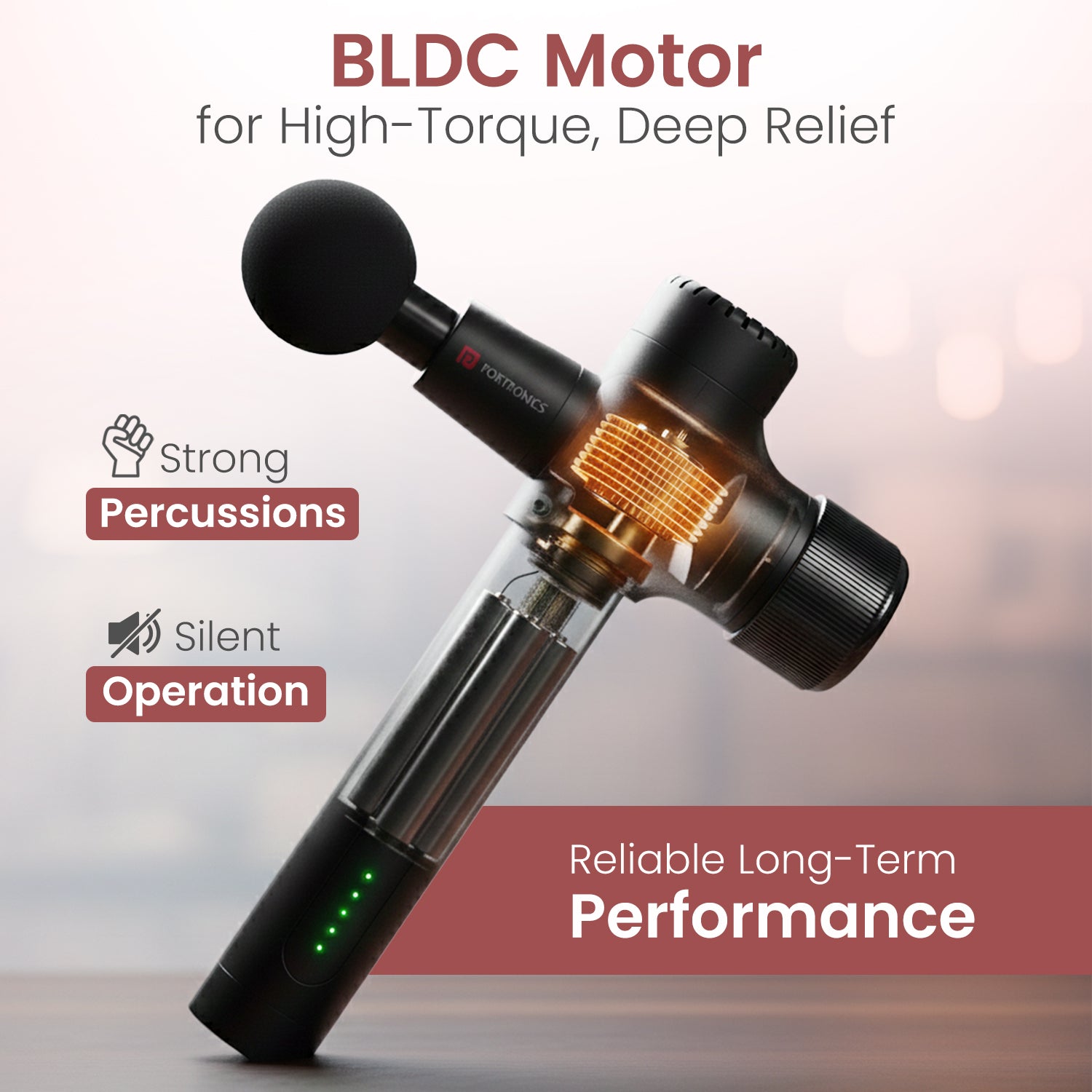 Portronics Zeno B Massaage Gun | Useful for muscle stiffness relief with 1600–3200 RPM speed range and low vibration massager with BLDC motor | Massaage Gun offering controlled performance