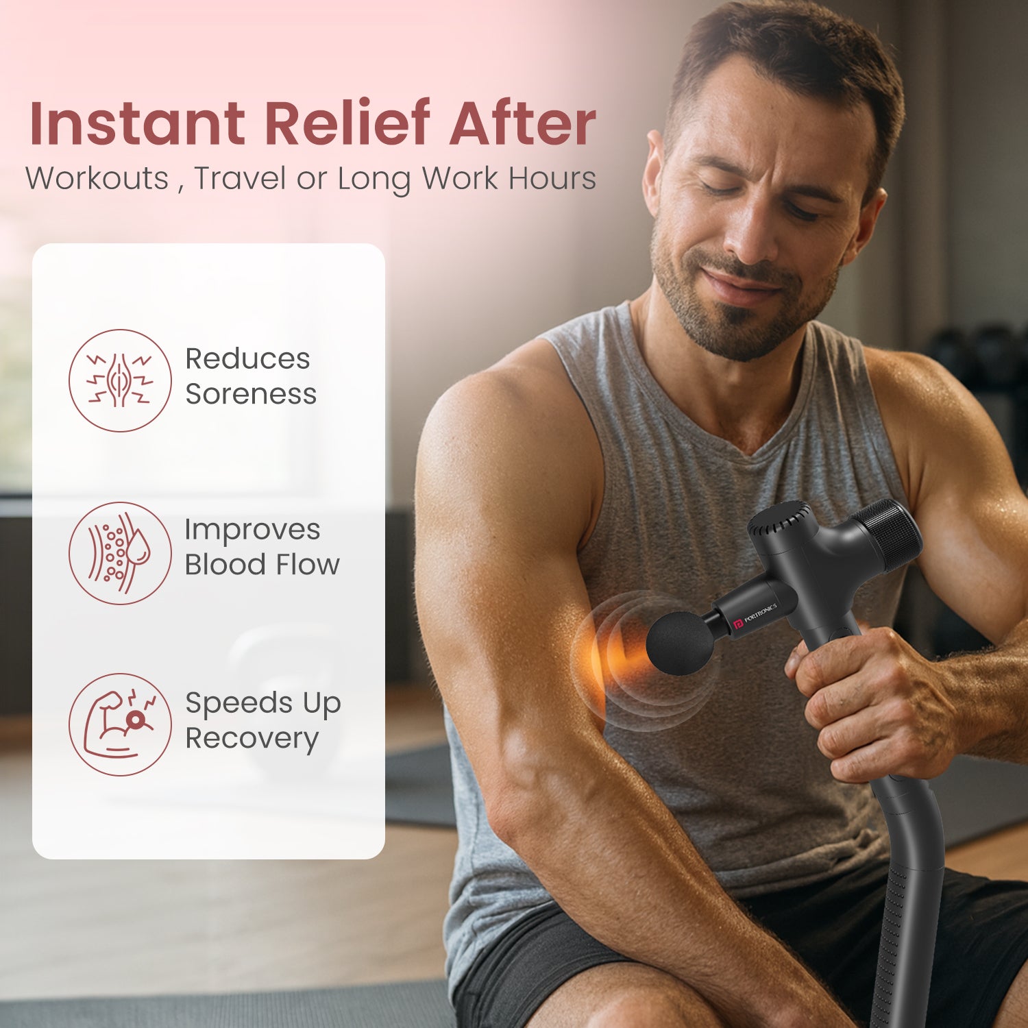 Portronics Zeno B Massager | Suitable for pain relief routines with single-button control and non-slip grip | Mini Massager that supports easy operation