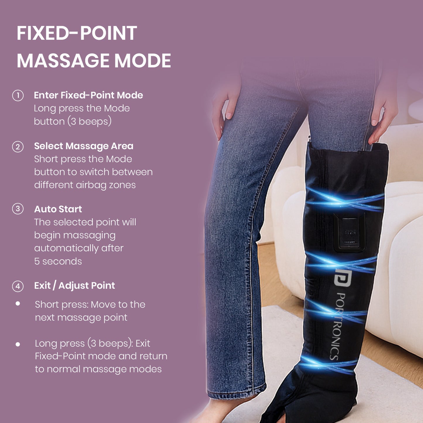 Portronics Zeno L Leg Massager | Comfortable compression boots with auto timer | rechargeable leg massager for relaxation recovery and everyday use