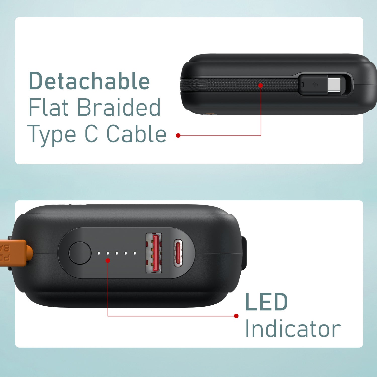Portronics 20000 mAh Fast Charging Power Bank for laptop and pc | Built-in flat braided Type-C cable for hassle-free use | Smart LED battery indicator for real-time charging status | best power bank option among modern power banks