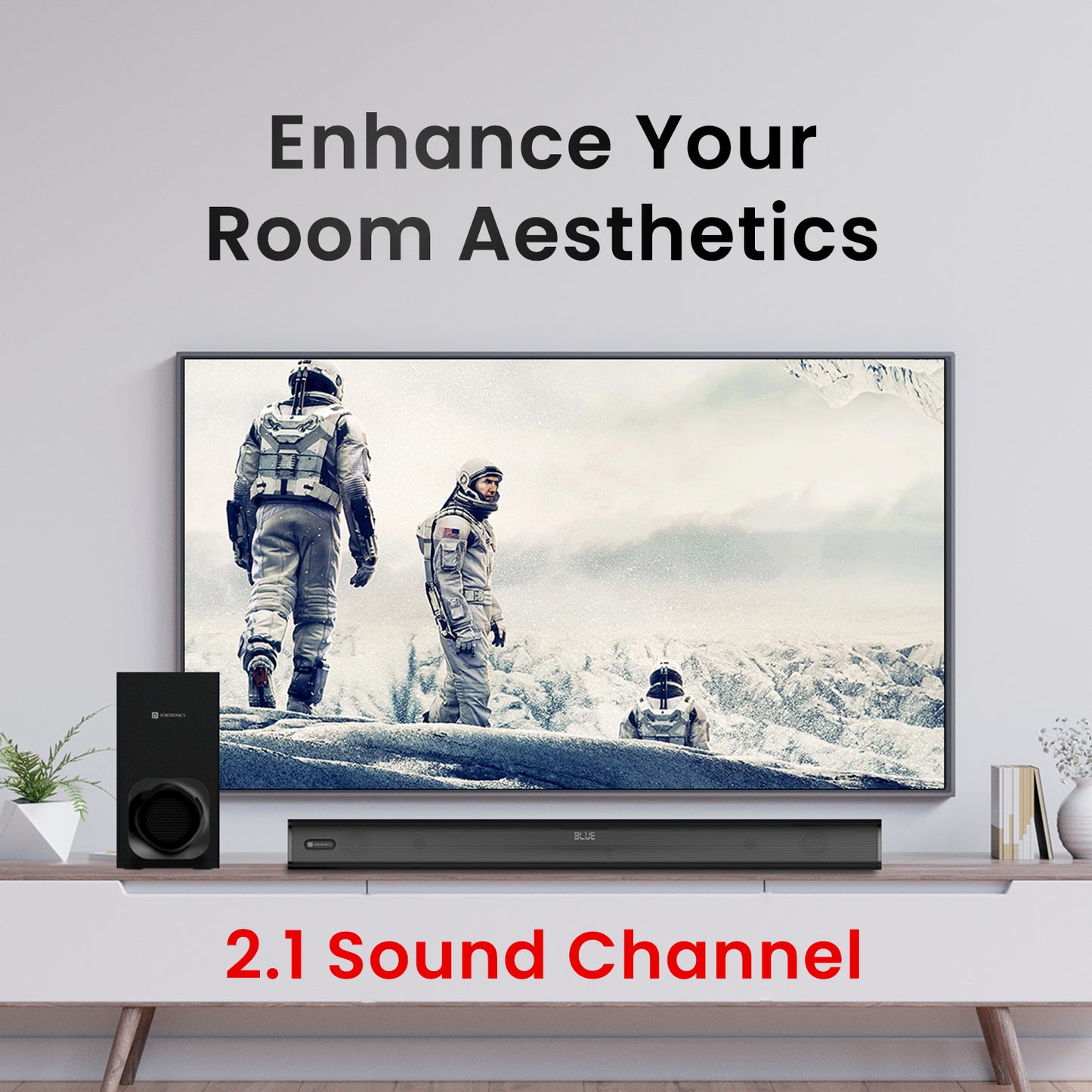 Black Portronics pure sound 105 200w Bluetooth soundbar with 2.1 sound channel| 2.1 home theater online| home theater speakers at best price in India