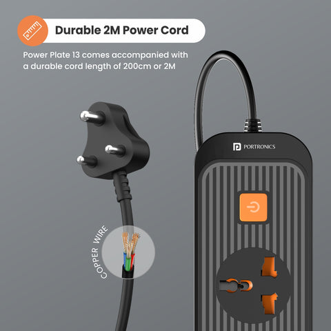 Portronics  Power Extension Board with 4 sockets and durable 2M power cord