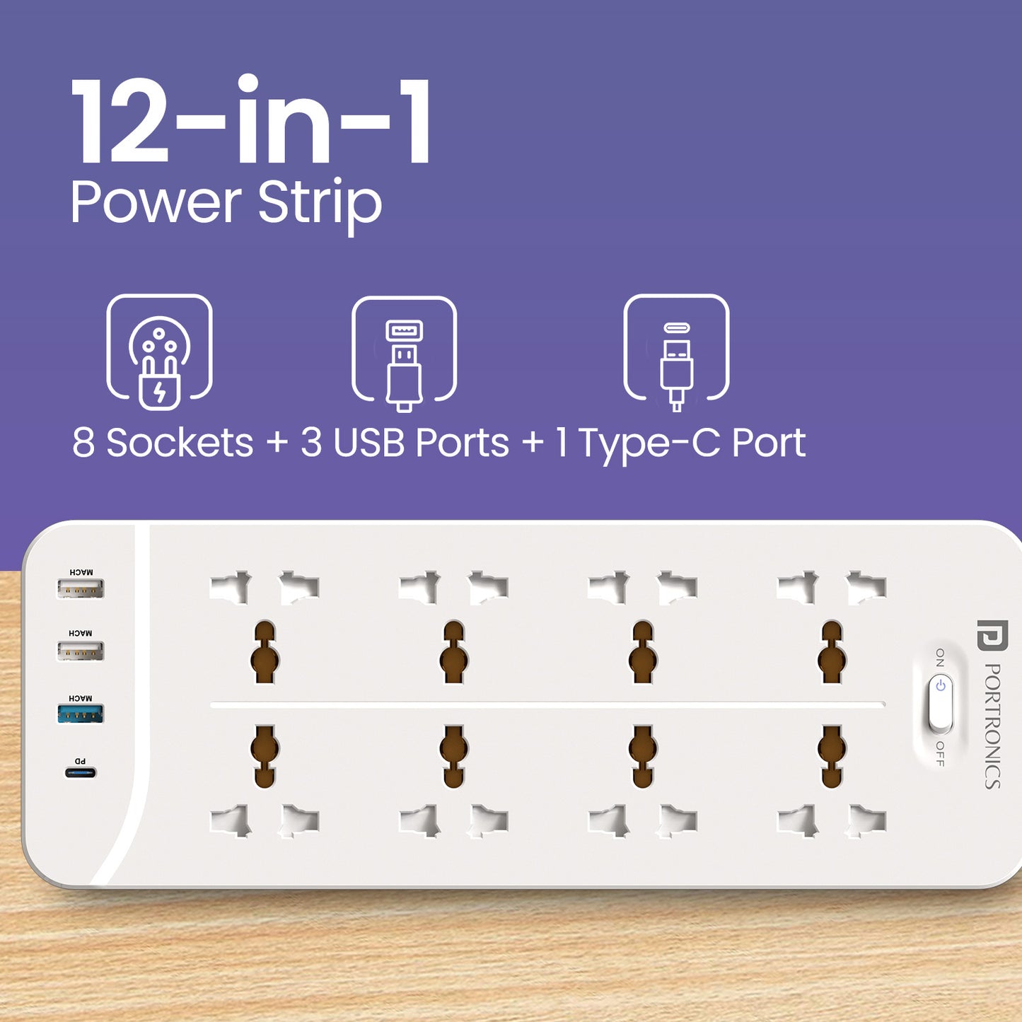 Portronics Power Plate 23 Extension Board Supplies power to 12 devices simultaneously| best power strip online