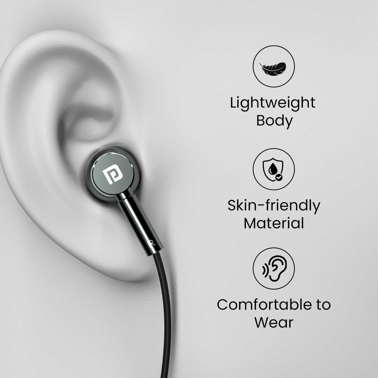 Green Protronics Conch Tune C ear phone with mic and Type C connector, perfect for clear calls, music playback, and all-day comfort