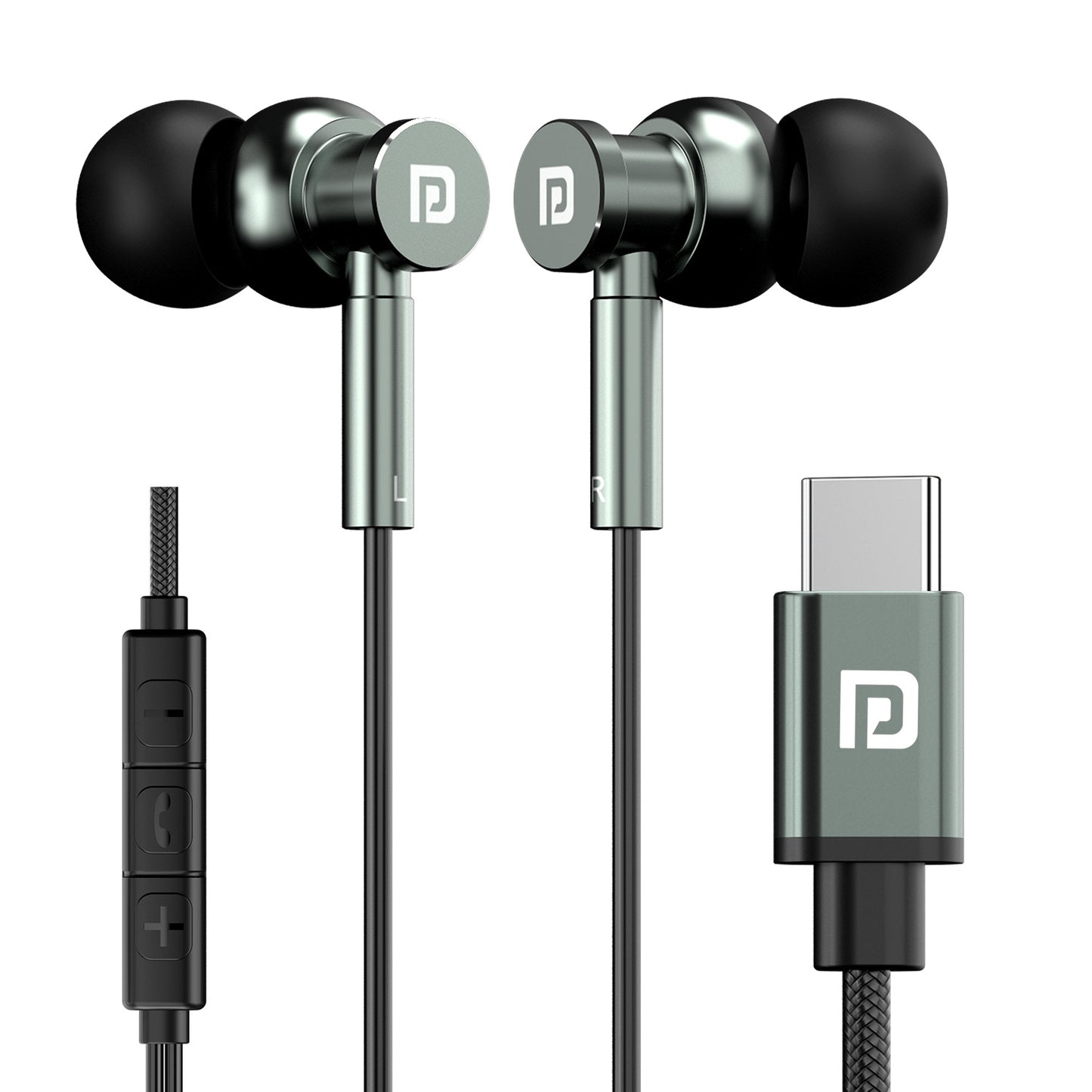 Green Protronics Conch Tune C wired earphone with Type C connector and mic, featuring 10mm drivers for crystal-clear audio and seamless calling