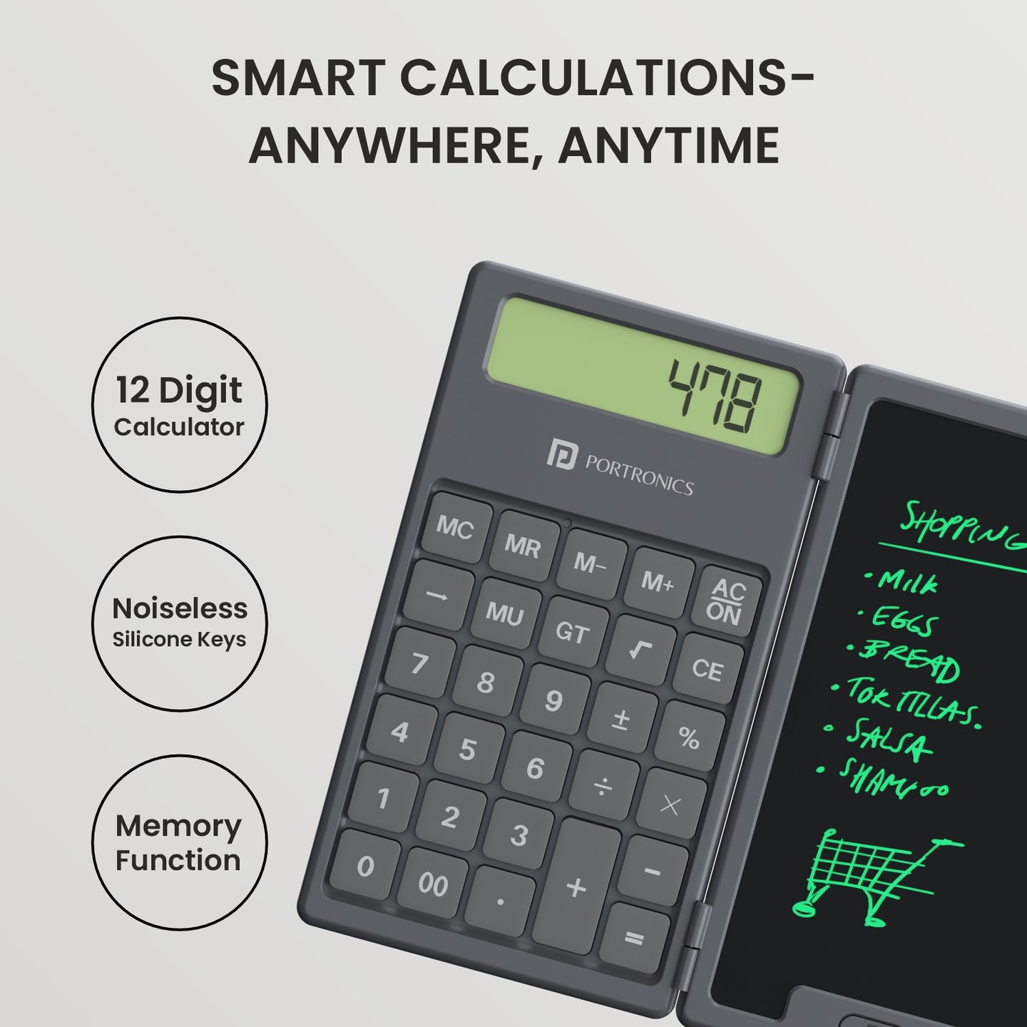 Buy Portronics Ruffpad Calc Digital Writing Pad with Transparent Screen