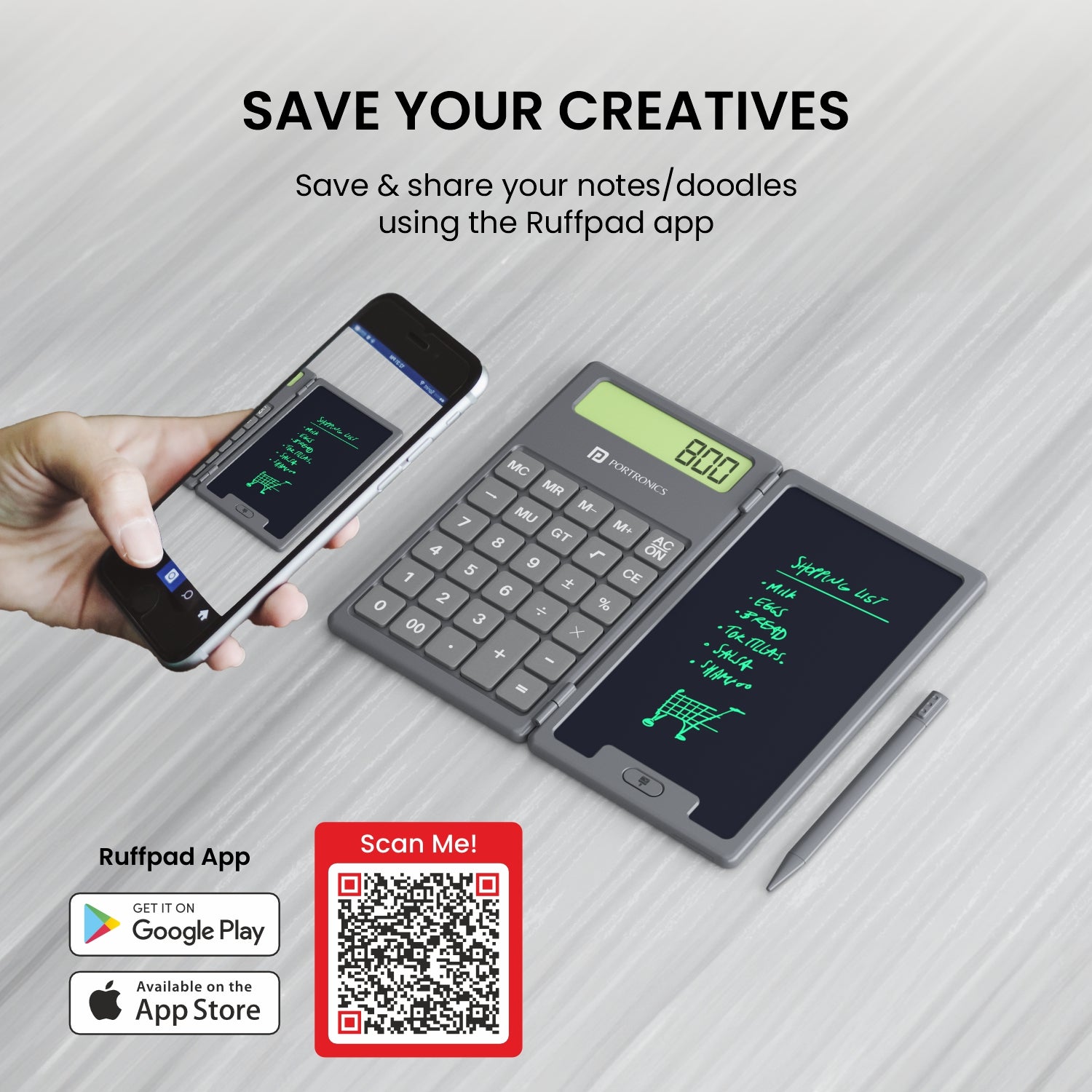 Buy Portronics Ruffpad Calc Digital Writing Pad with Transparent Screen