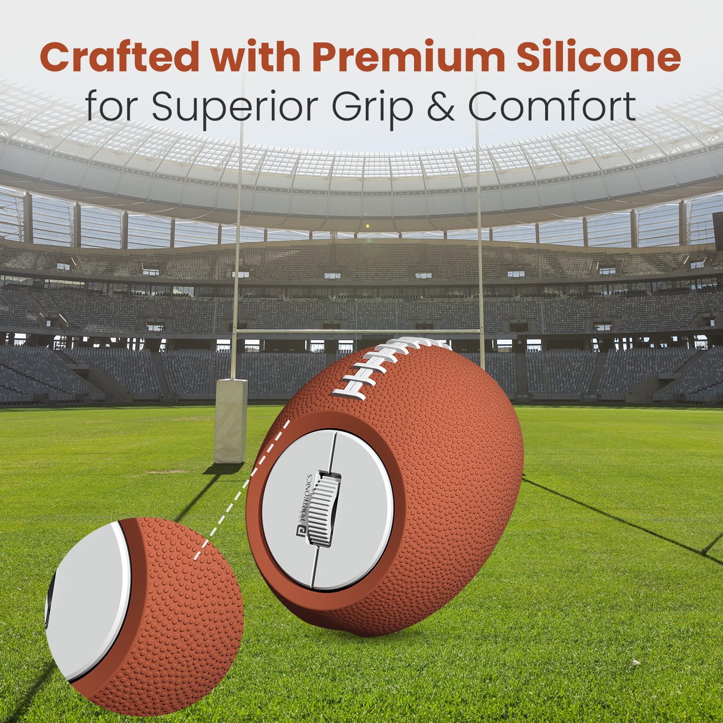 wireless mouse ToadPlay Rugby by Portronics featuring a stylish textured finish, wireless rechargeable mouse technology, and optimized for MacBook, laptops, and multiple device pairing