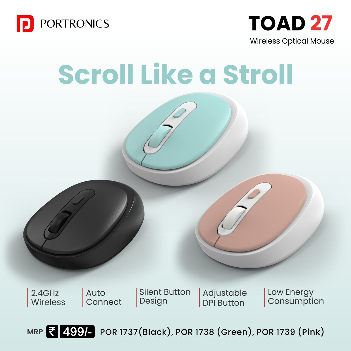 Buy Portronics Toad 27 Best Wireless Mouse 2.4 GHz with USB dongle