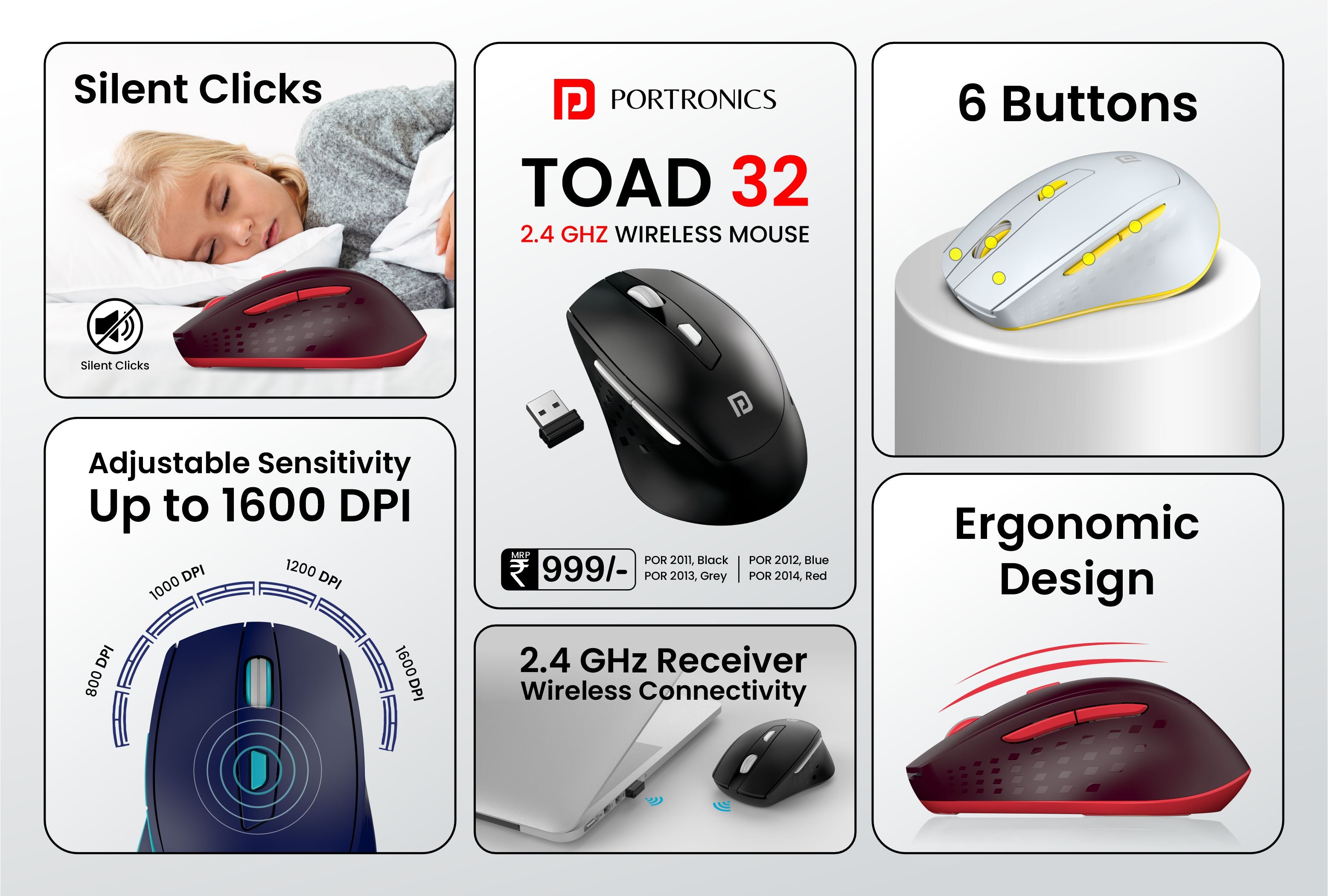 Toad Button Buy Portronics Toad 32 Wireless Mouse Online at Best Price