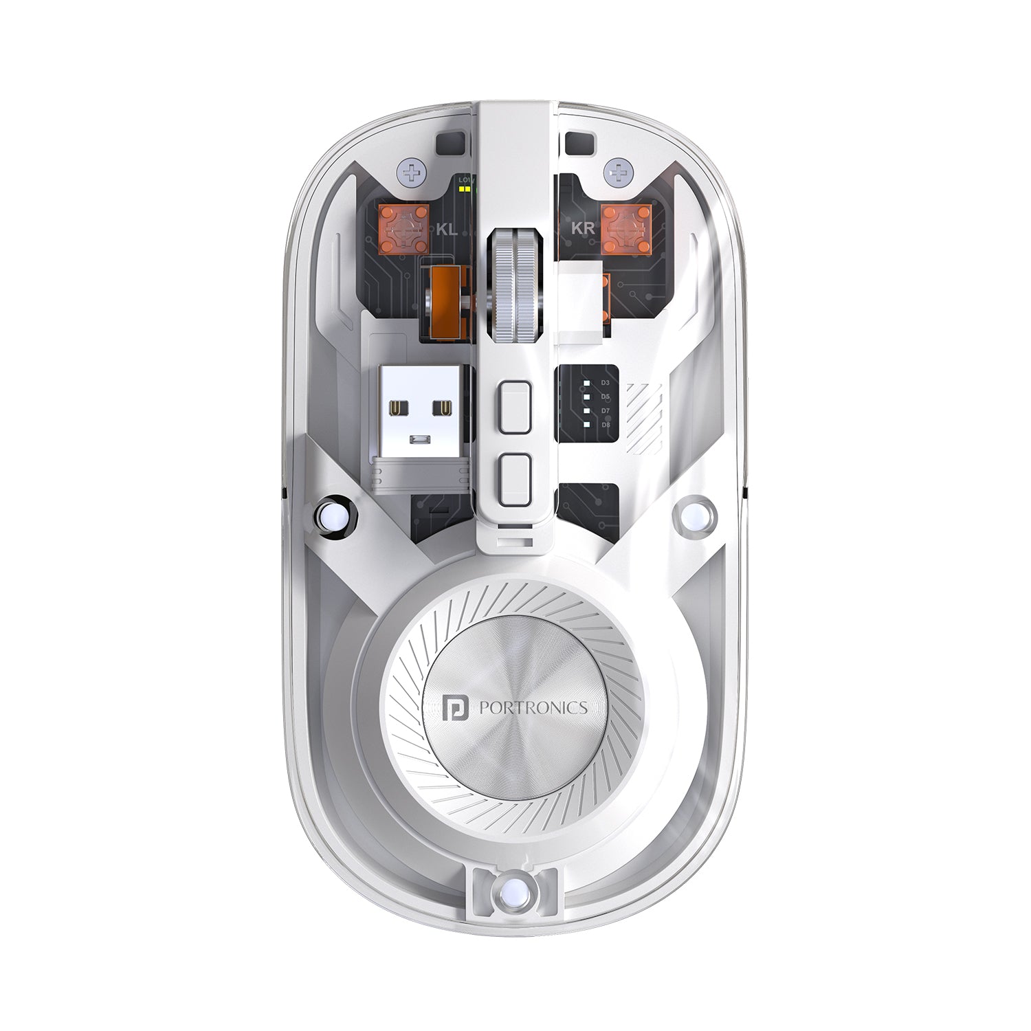 Portronics Toad 8 Transparent Rechargeable Bluetooth Mouse