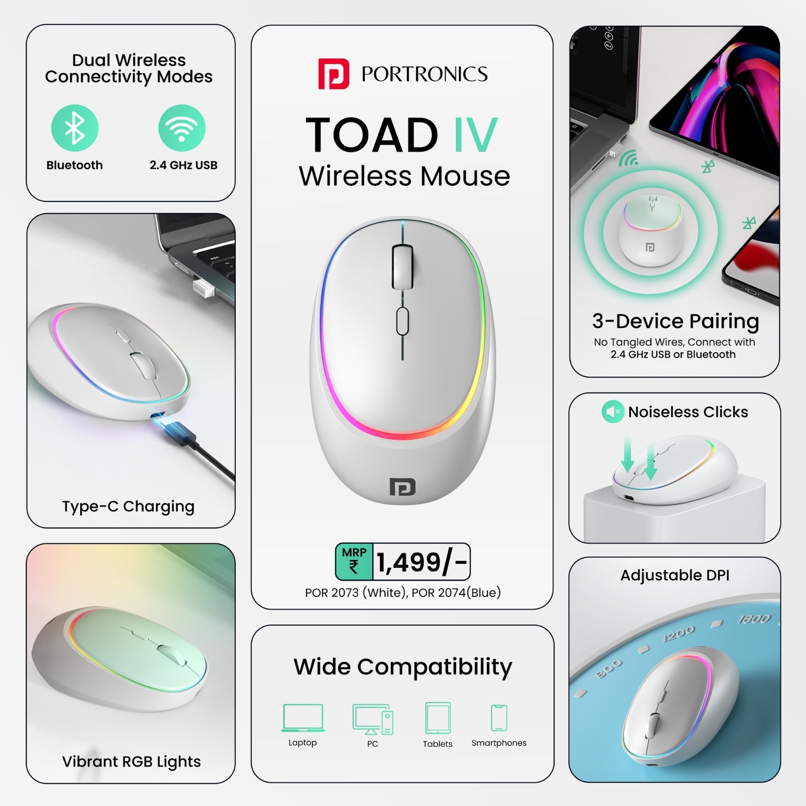Buy Portronics Toad IV Dual Connectivity Wireless Mouse at Best Price