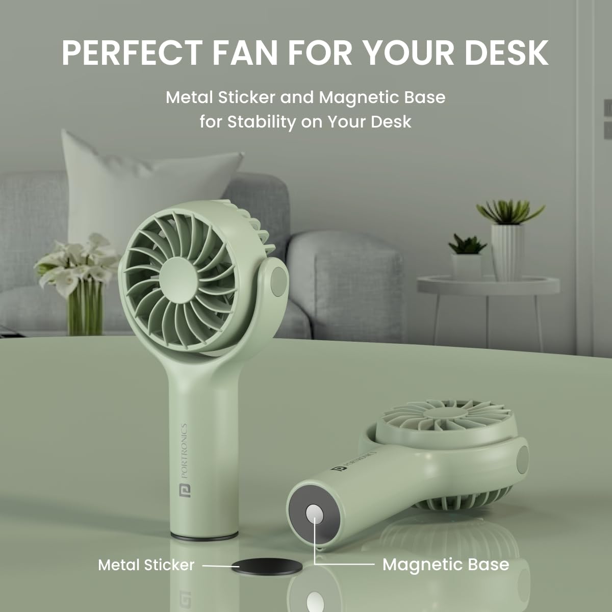 Green Compact and efficient Toofan Mini portable fan hand model with ultra-light 100 gm build, ideal for daily travel and home use| best mini fan for desk