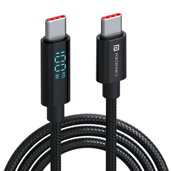 Portronics Konnect View - C to C Cable Nylon Braided 2M 100W