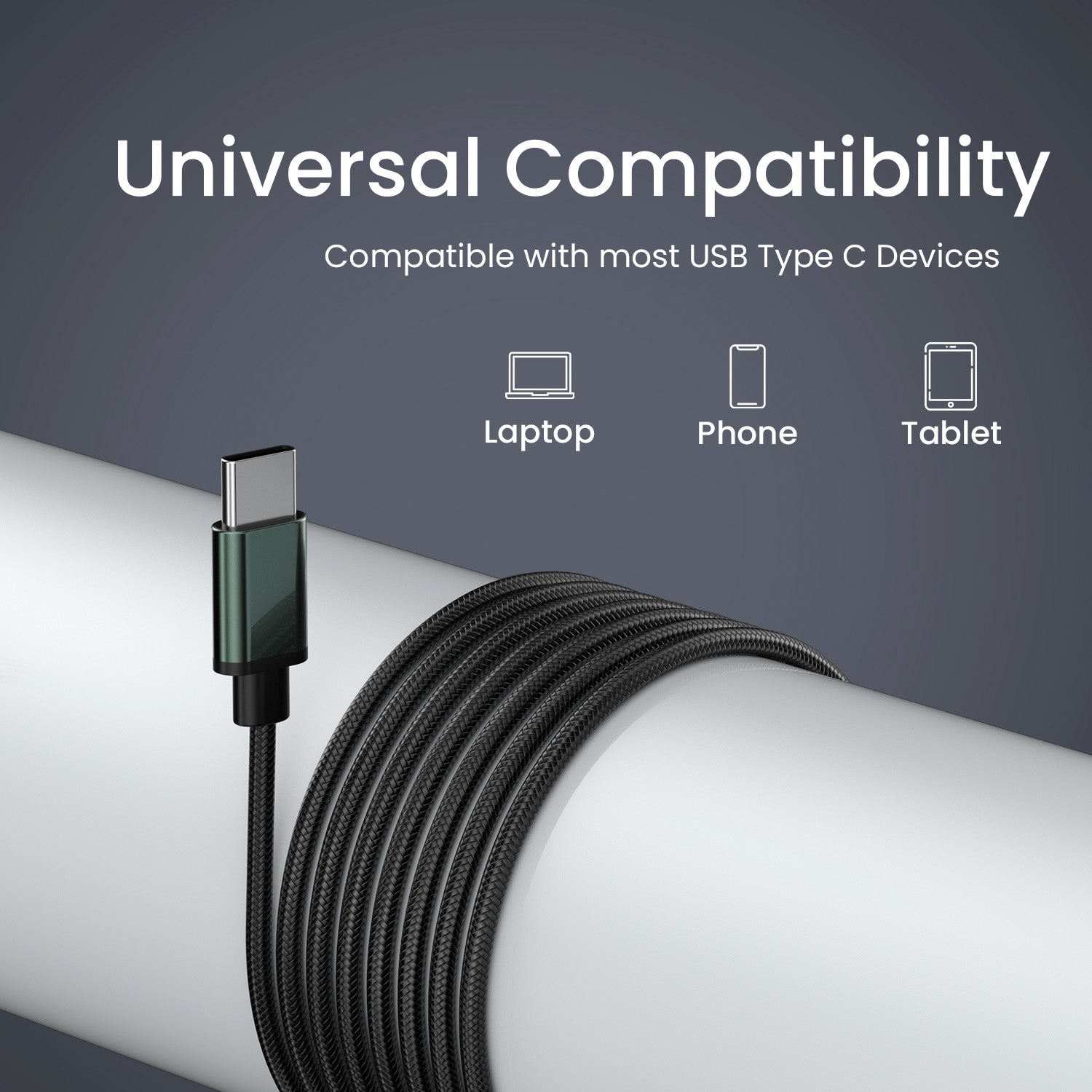 Green Type C wired earphones by Protronics Conch Tune C, featuring 1.2m anti-tangle nylon wire and compatibility with modern smartphones and tablets
