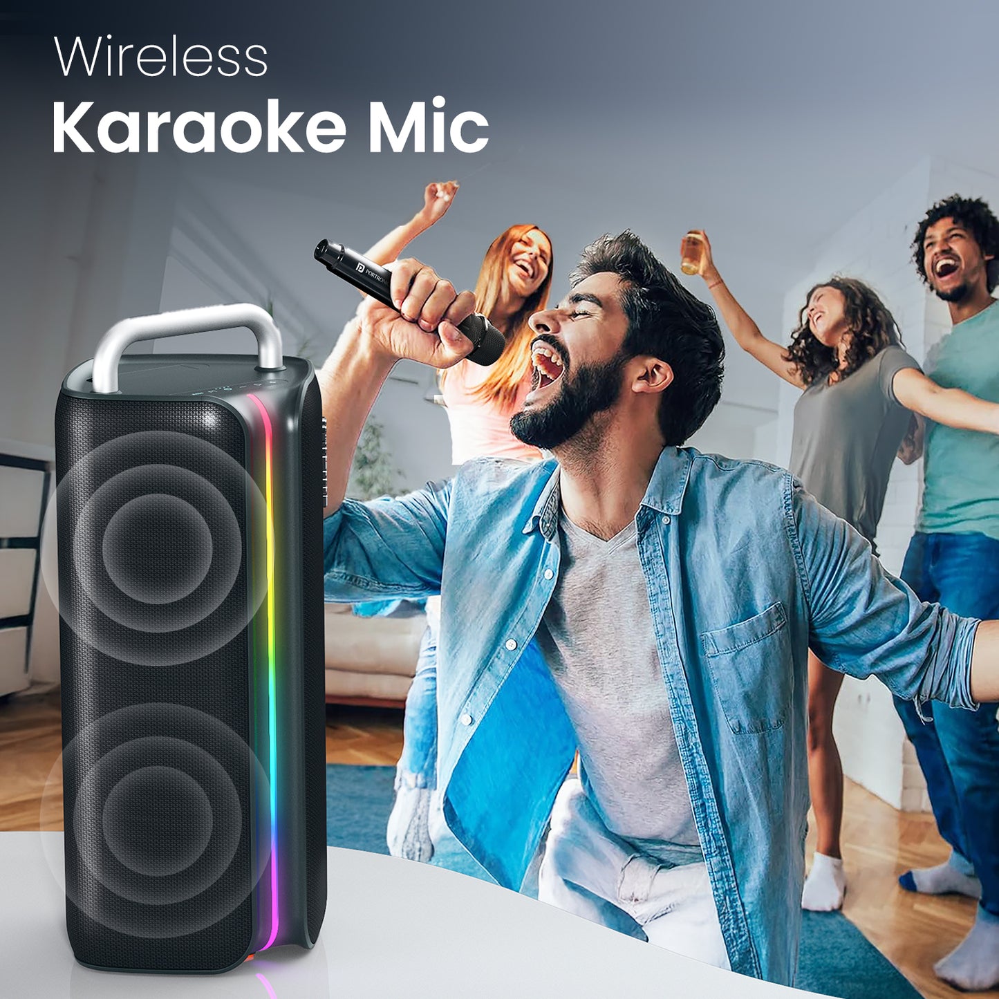 Wireless Speaker Nebula X by Portronics | 150W Party Speaker with Karaoke Mic | TWS Portable Bluetooth Speaker with Enhanced Sound & Audio Accessories