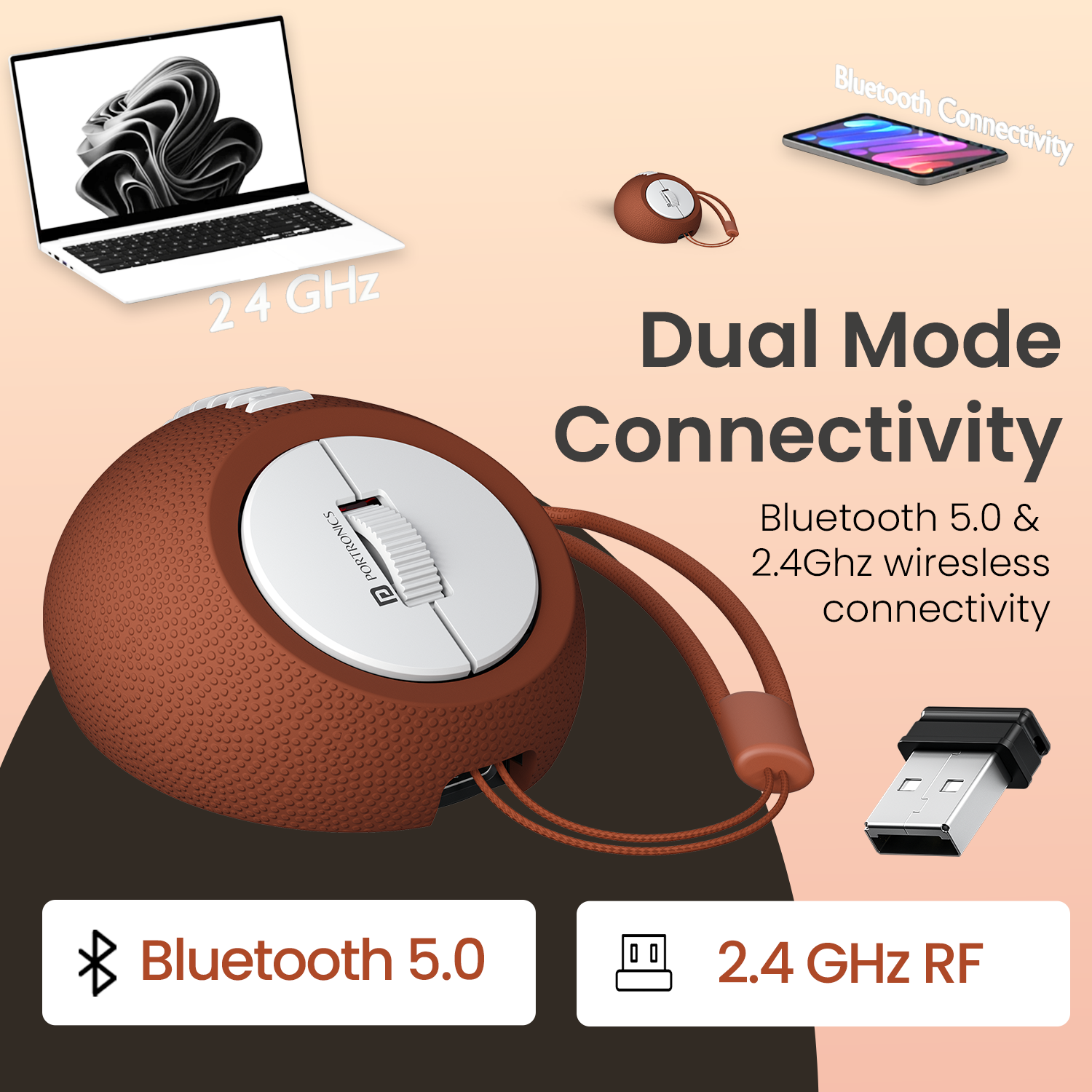 Wireless gaming mouse ToadPlay Rugby with rechargeable battery, dual connectivity (Bluetooth and 2.4GHz), ergonomic design, and plug & play setup, suitable as best gaming mouse and optical mouse