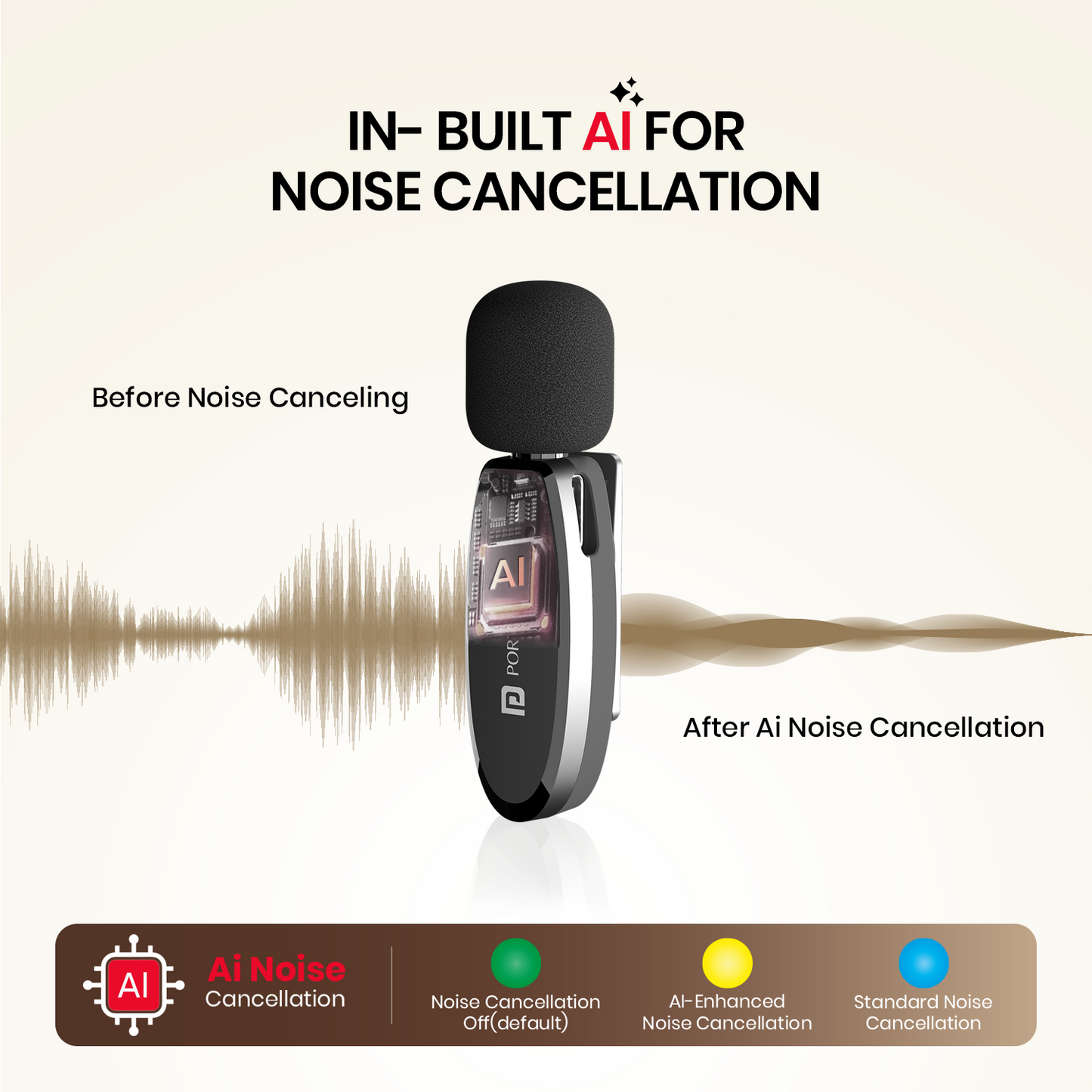 Wireless microphone for YouTube vlogging mobile India—Portronics Dash 7 Ai delivers studio clarity, pass-through charging, audio accessories support, robust wireless performance, and a one-year warranty.