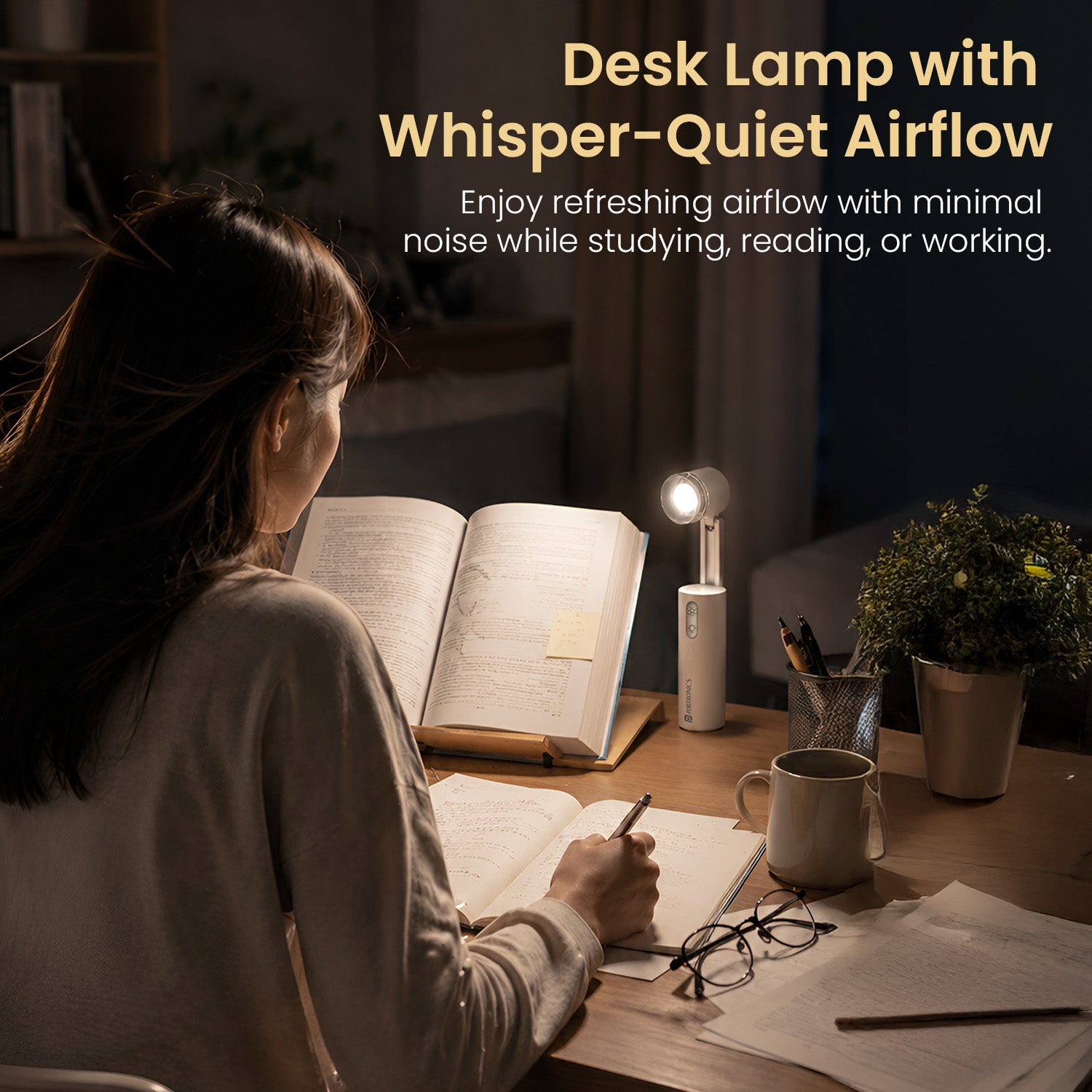 portronics airlo desk fan with led light | whisper-quiet cooling fan for study and reading at night | mini table fan with lamp for home and office | best portable fan with desk lamp mode