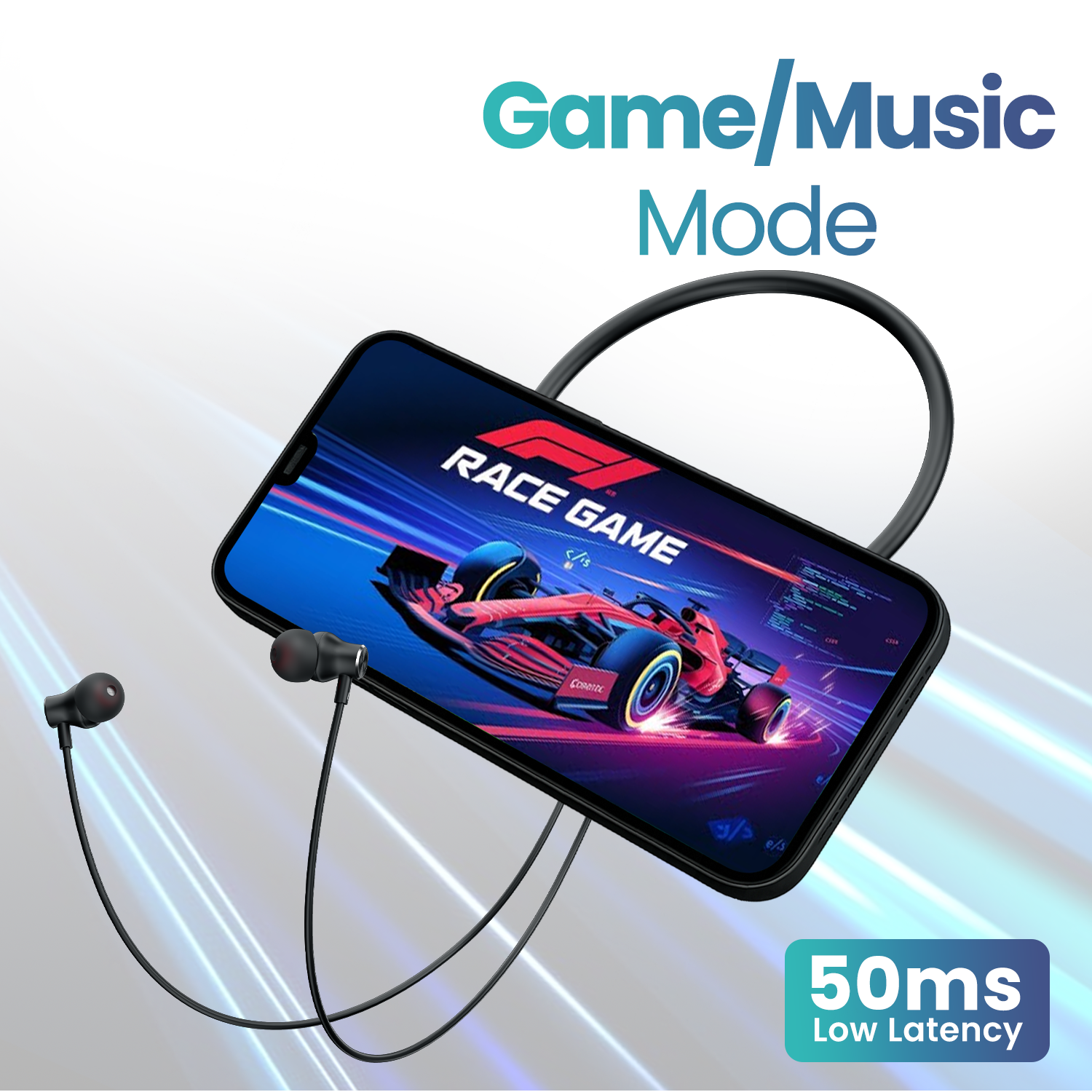 Neckband earphones for fitness, Portronics Harmonics Y3, Bluetooth 5.4, fast charging Type-C, dual device pairing, game/music modes, magnetic earbuds, ergonomic design, 1-year Portronics warranty.