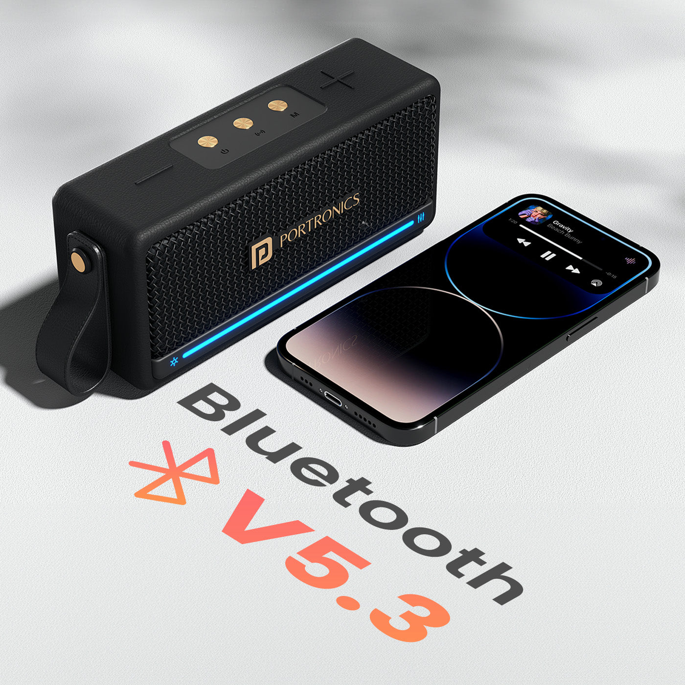 Black harmony mini wireless speaker bluetooth | bluetooth 5.3 fast pairing mini bluetooth speaker | seamless wireless streaming portable speaker | portronics bluetooth speakers with stable and advanced connectivity