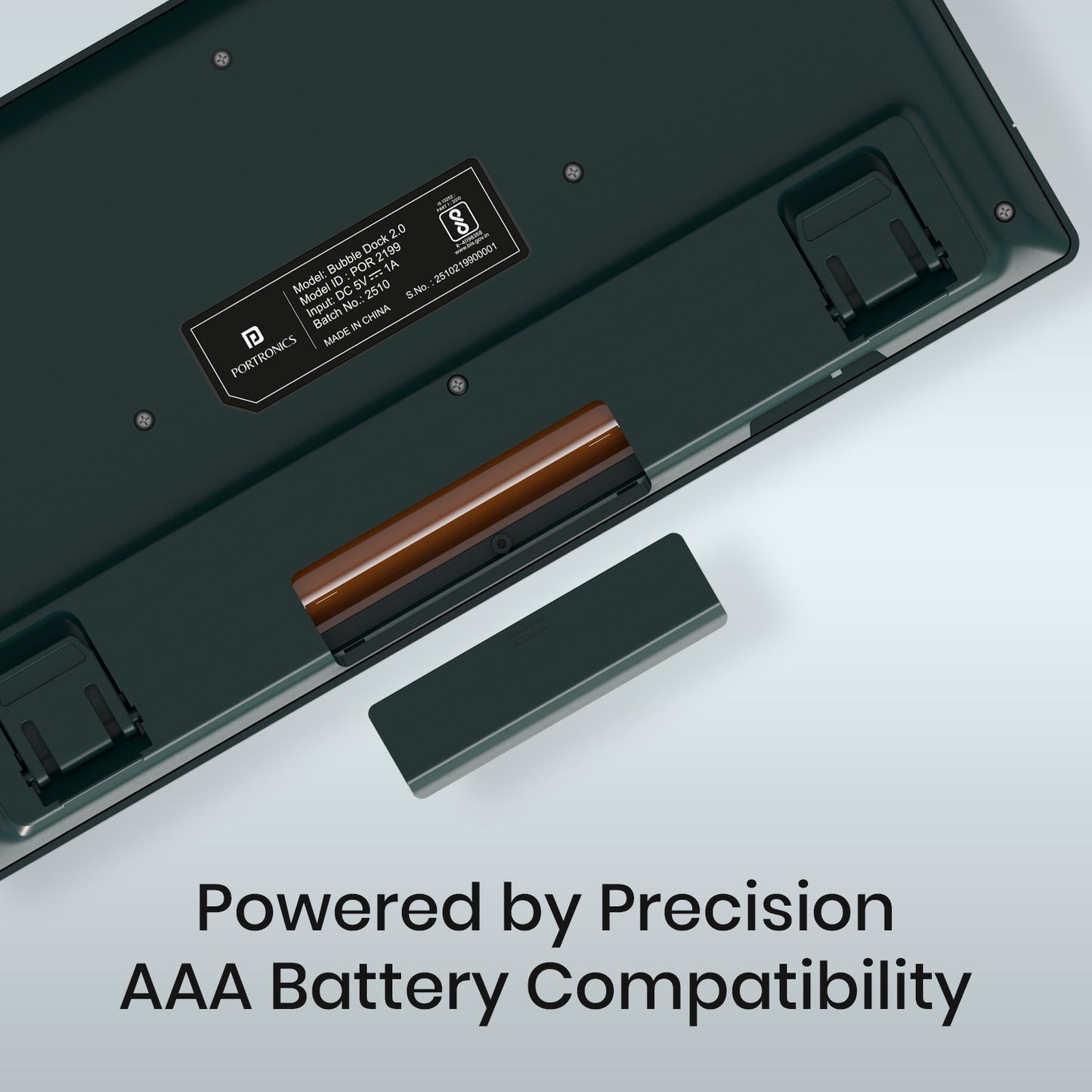 Green Portronics Bubble Dock 2.0 Rechargeable Keyboard | Long-lasting power for daily productivity | This rechargeable keyboard supports extended usage without interruptions.