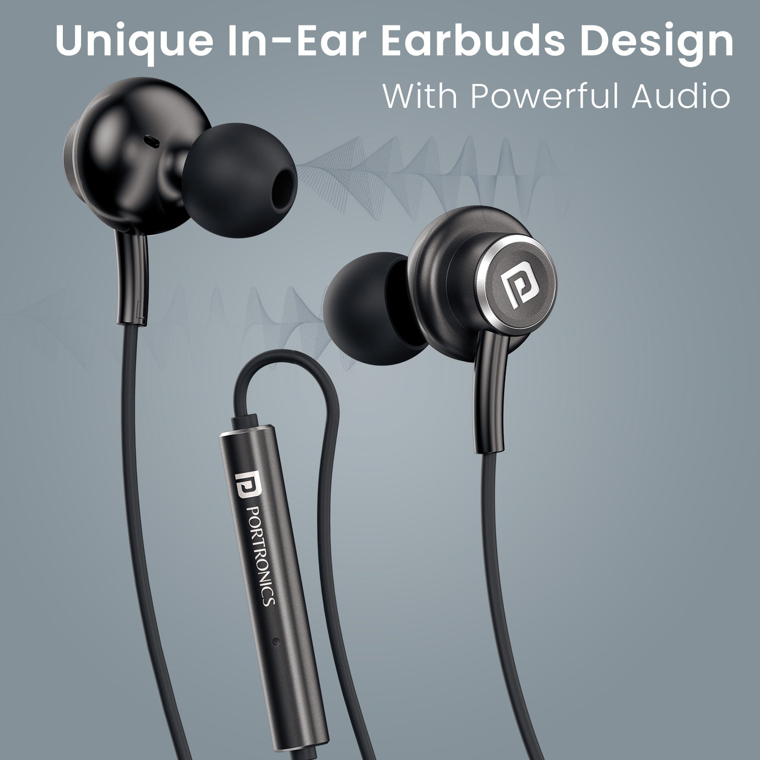 Black Portronics Conch Sigma A Earphone | Secure In-Ear Design for Long Listening | Wired earphones