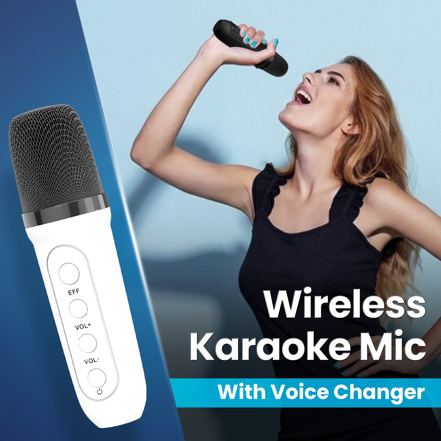 White portronics apollo one voice changing speaker | wireless microphone featuring multiple fun vocal effects karaoke machine | entertaining kids and guests with voice modification wireless microphone speaker | karaoke machine with voice changing microphone