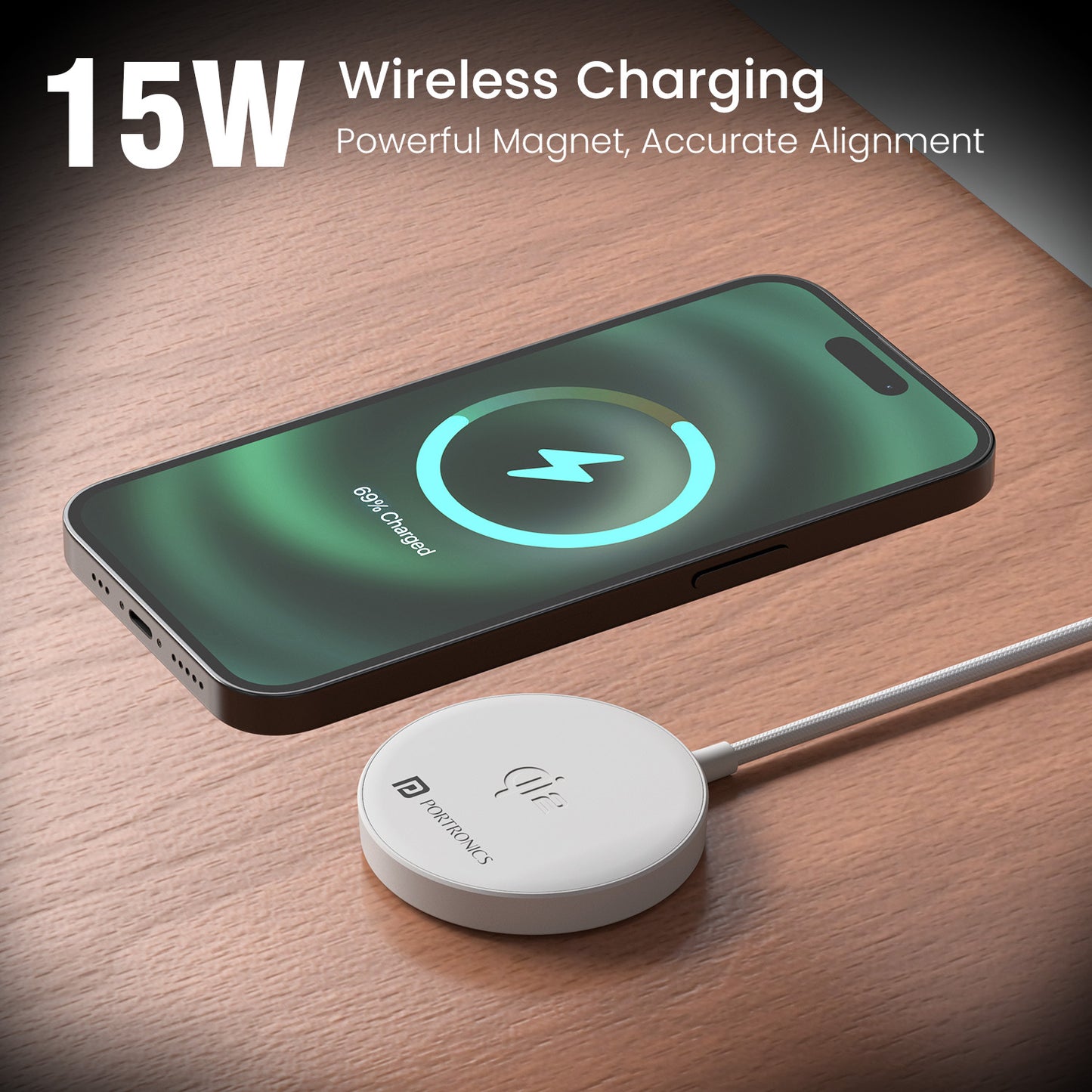 White Quikk Wireless Mobile Charger supports all Qi-enabled devices, ensuring fast and secure power delivery every time