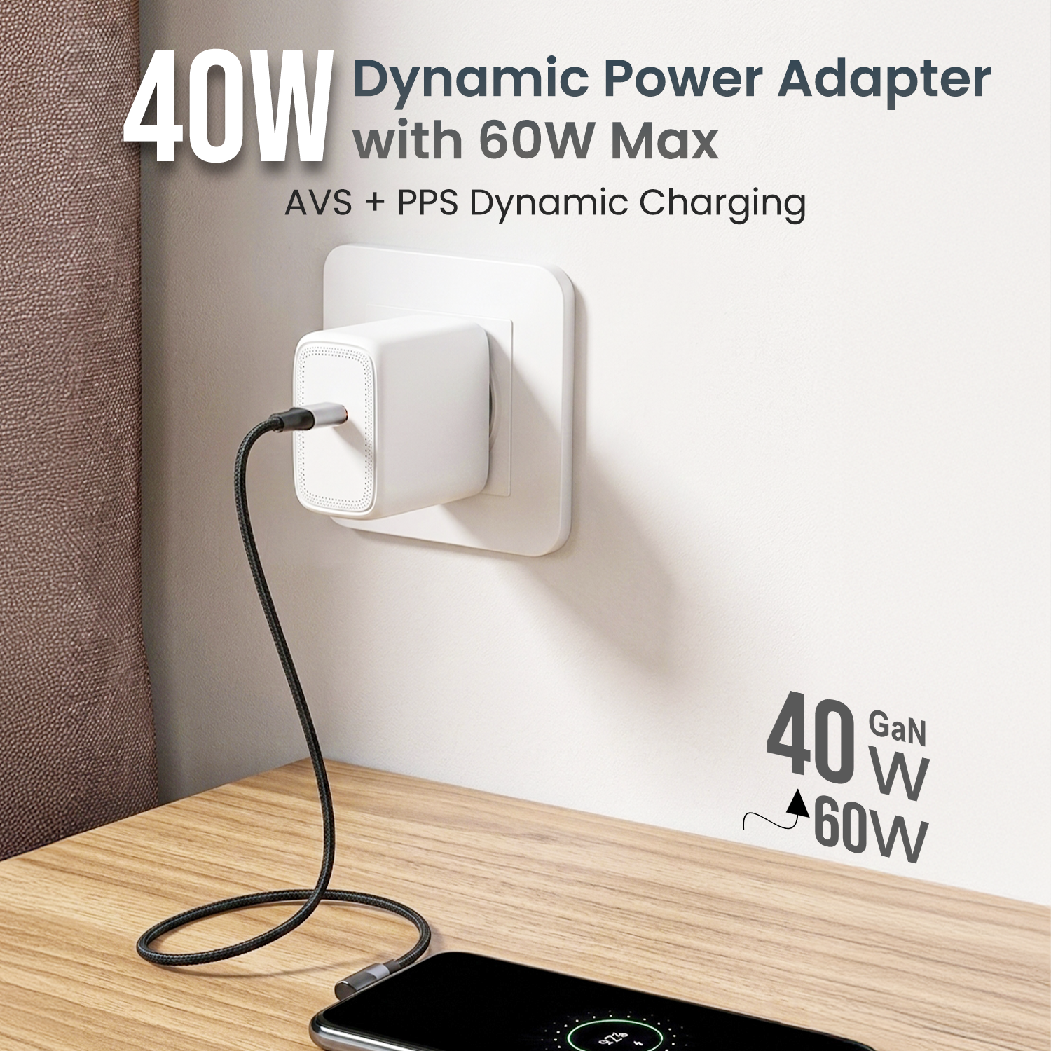 portronics adapto 40avs mobile charger | adaptive voltage supply and pps dynamic charging pps fast charger | desk setup charging charger adapter | fast charger for iphone