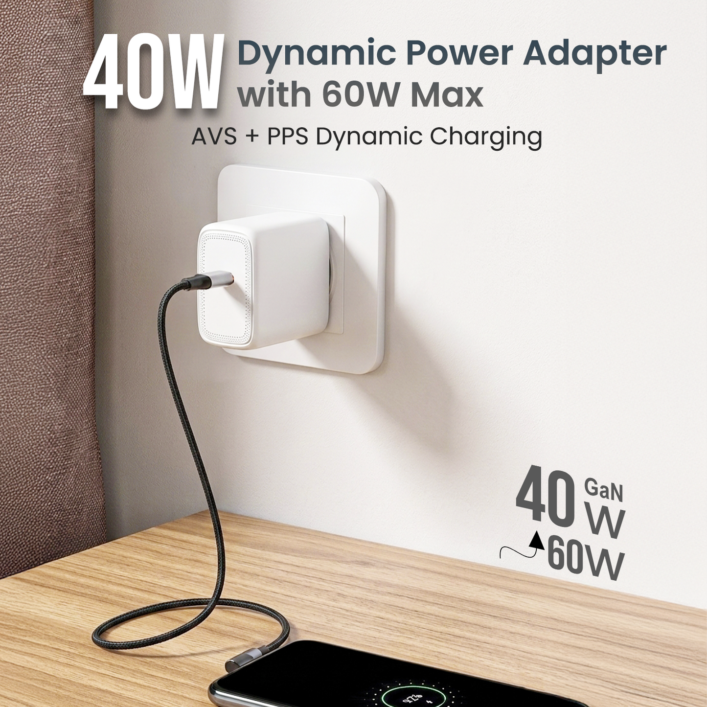 portronics adapto 40avs mobile charger | adaptive voltage supply and pps dynamic charging pps fast charger | desk setup charging charger adapter | fast charger for iphone