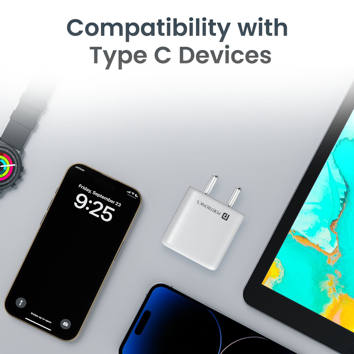 portronics adapto 40avs type c fast charger | universal smart device connection adapters & chargers | everyday desktop device charging charger | fast charger for iphone