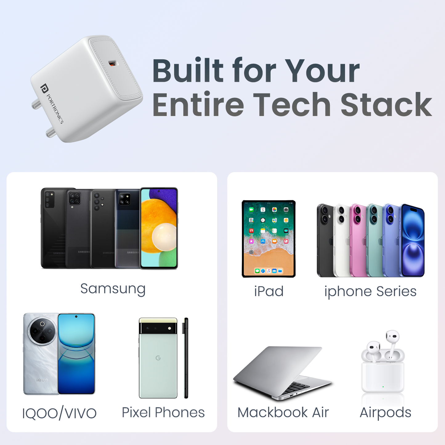 portronics adapto 40avs universal fast charger | universal device compatibility stack adapters & chargers | multi device tech charging charger | fast charger for samsung