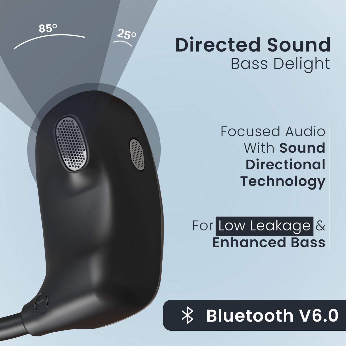 portronics aero tune bluetooth neckband with bluetooth v6.0 and sound directional technology | directed sound bass delight with low leakage and enhanced bass | best neckband with noise cancellation for stable wireless audio