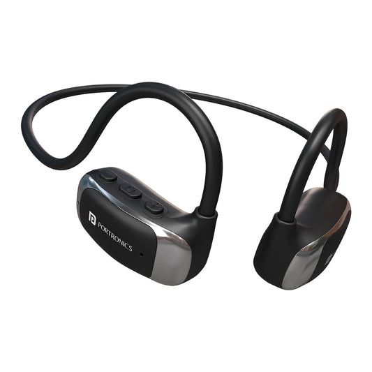 portronics aero tune wireless stereo headset with open air conduction technology | best neckband earphones with bluetooth connectivity and hd microphone | wireless neckband for workouts commuting and outdoor use