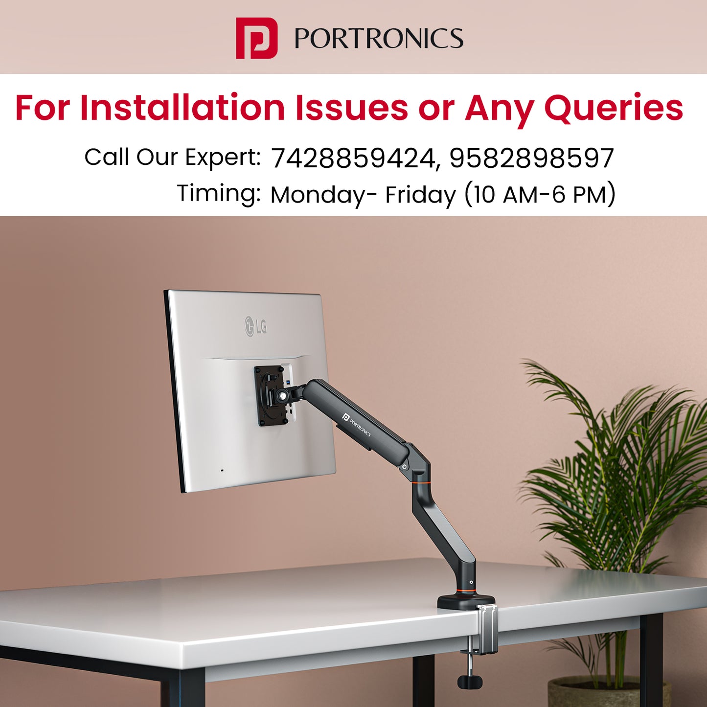 portronics aerolift solo desk mount monitor arm heavy duty aluminium gas spring monitor desk mount for office and gaming setup with integrated cable management