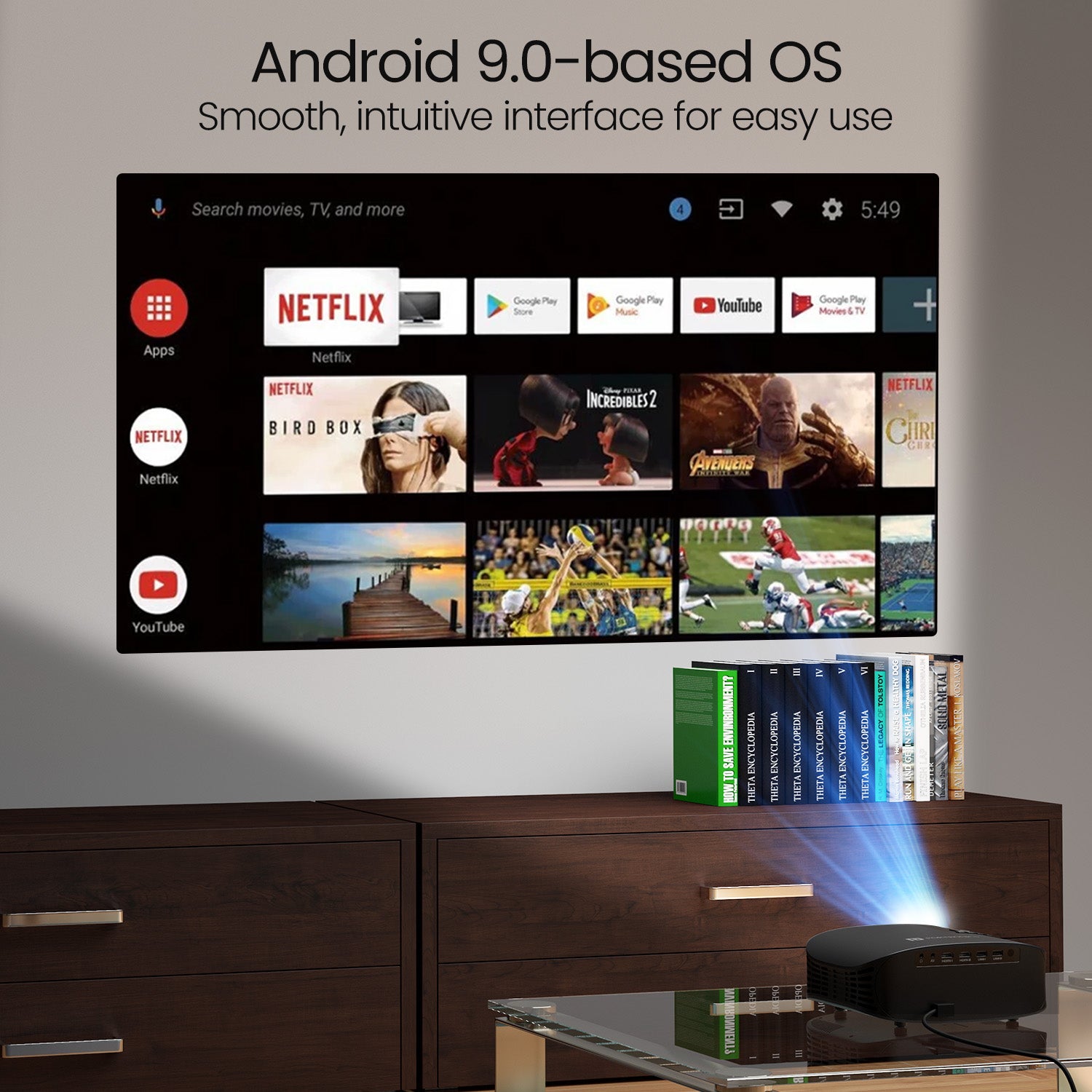 portronics beem 490 android led projector | android projector for home with netflix prime video hotstar and youtube support | smart led projector portronics for daily entertainment