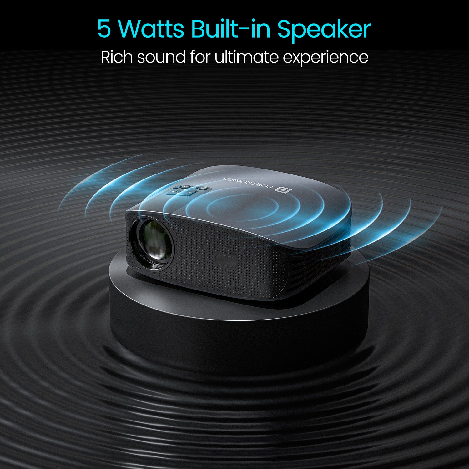 portronics beem 490 portable projector | smart android led projector with bluetooth audio support and built-in 5w speaker | movie projector for home and best mini projector alternative
