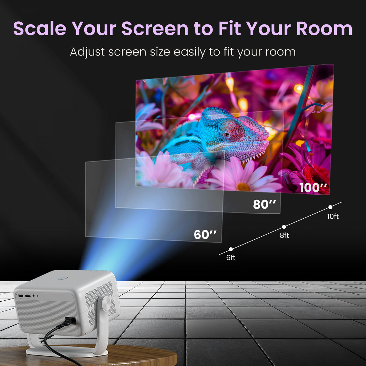 portronics beem 560 home theater projector | expansive 100 inch max cinematic projection size | theater experience home cinema projector | big screen projector for movies