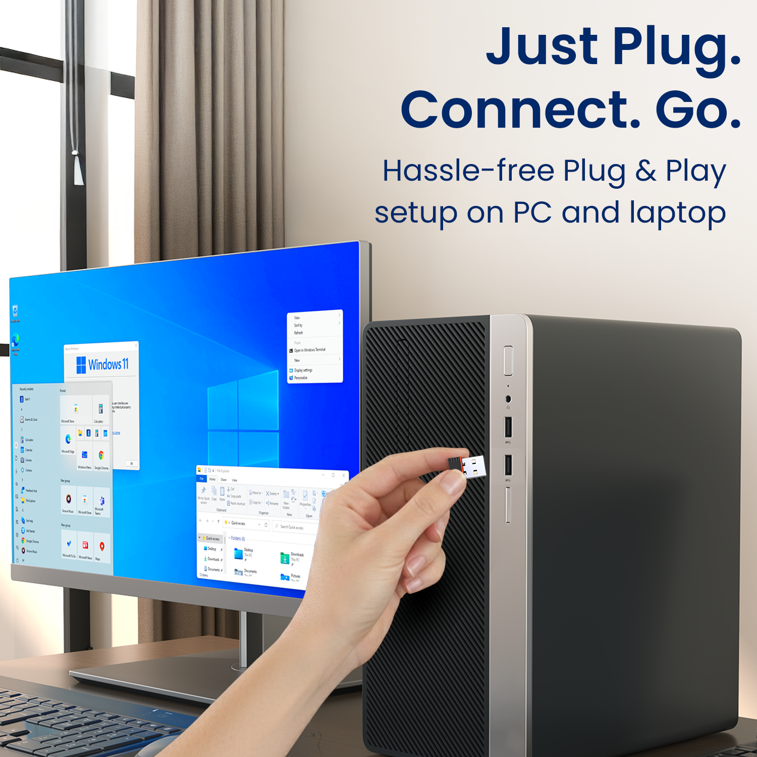 portronics bluefi plug and play wifi bluetooth dongle for instant wireless setup on desktop pc | usb wifi bluetooth 2 in 1 adapter with hassle-free plug and connect installation on windows 11 desktop without additional configuration | wifi dongle for pc with zero-setup plug and play for quick wireless internet and bluetooth access at home and office | best plug and play wifi dongle for desktop pc with instant bluetooth and wi-fi connectivity on windows 10 and above